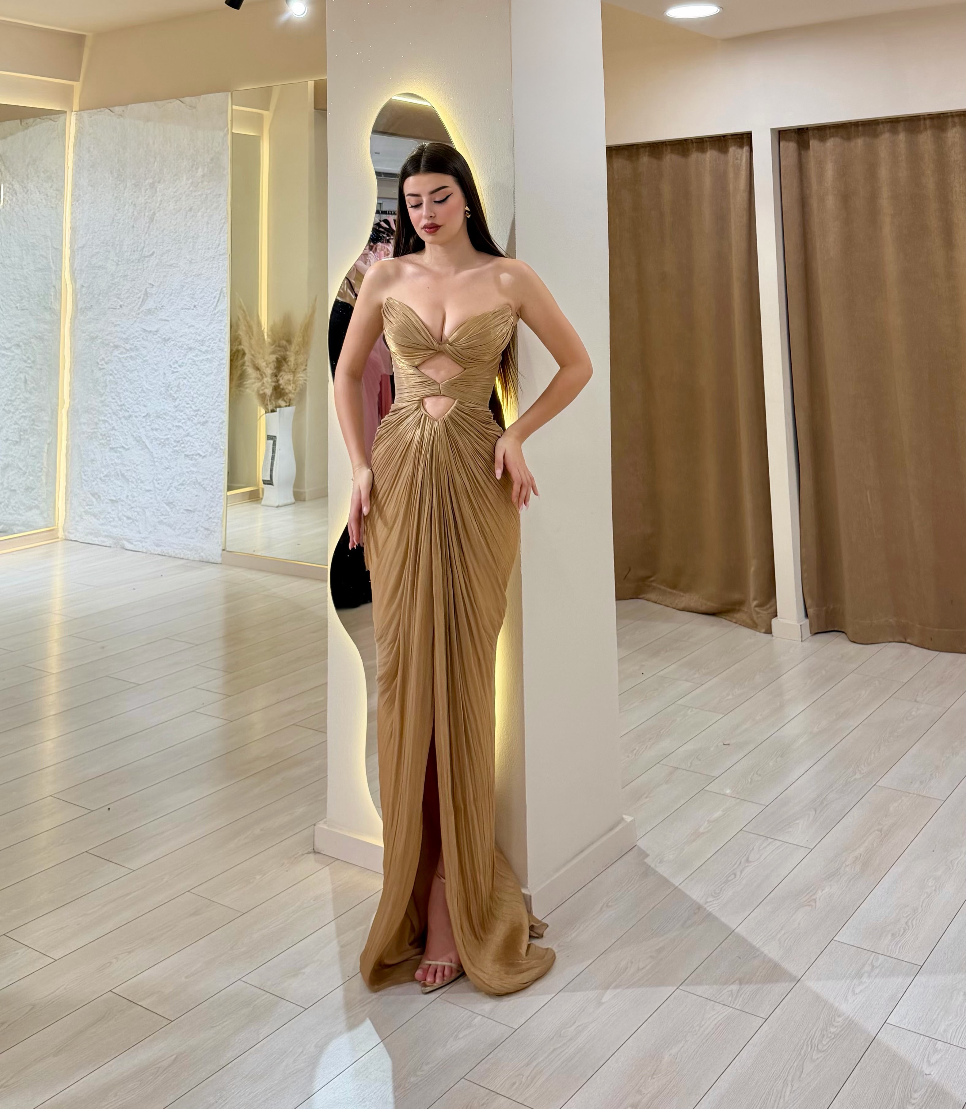 Alora Strapless Cutout Fishtail Maxi Dress