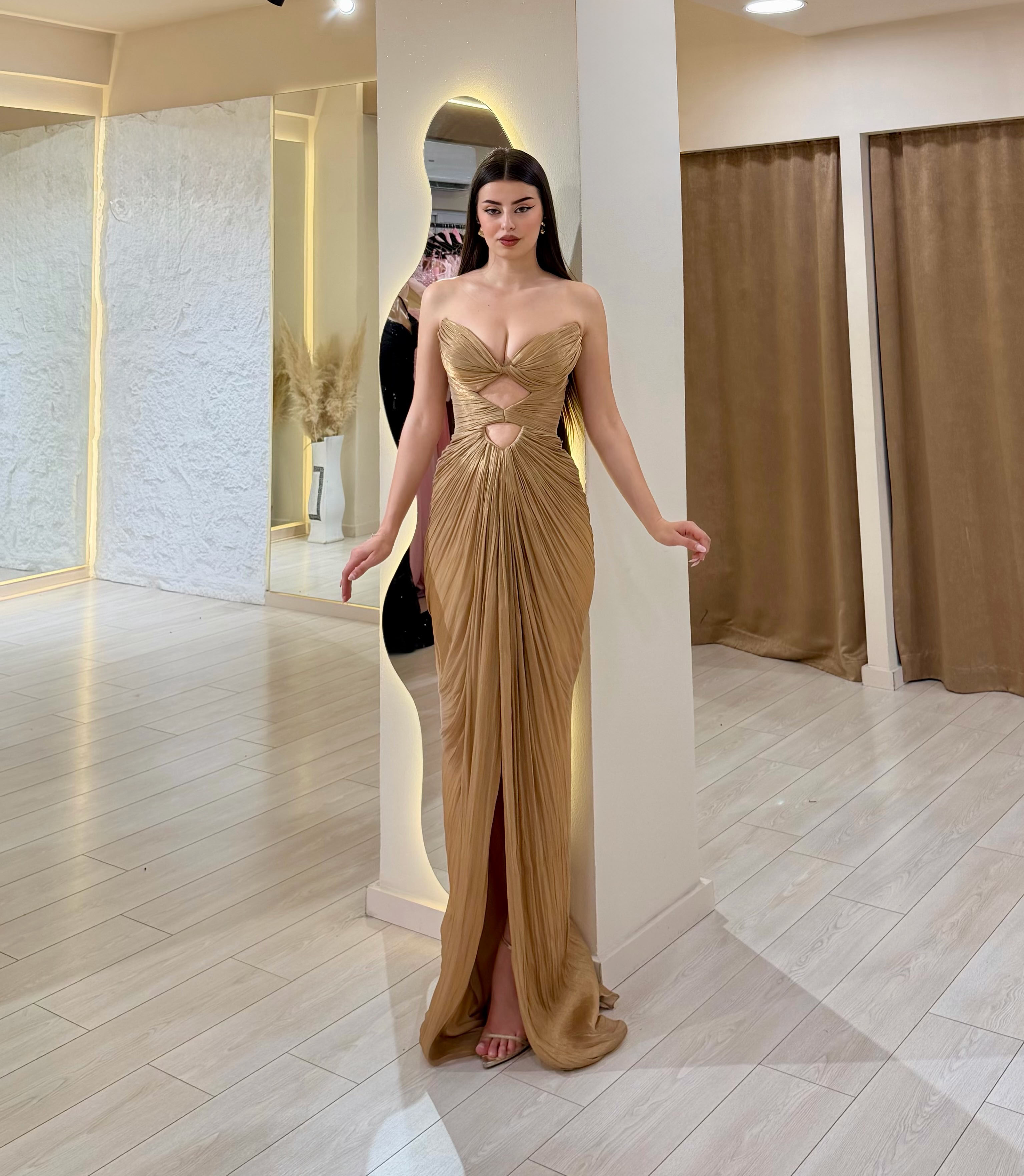 Alora Strapless Cutout Fishtail Maxi Dress