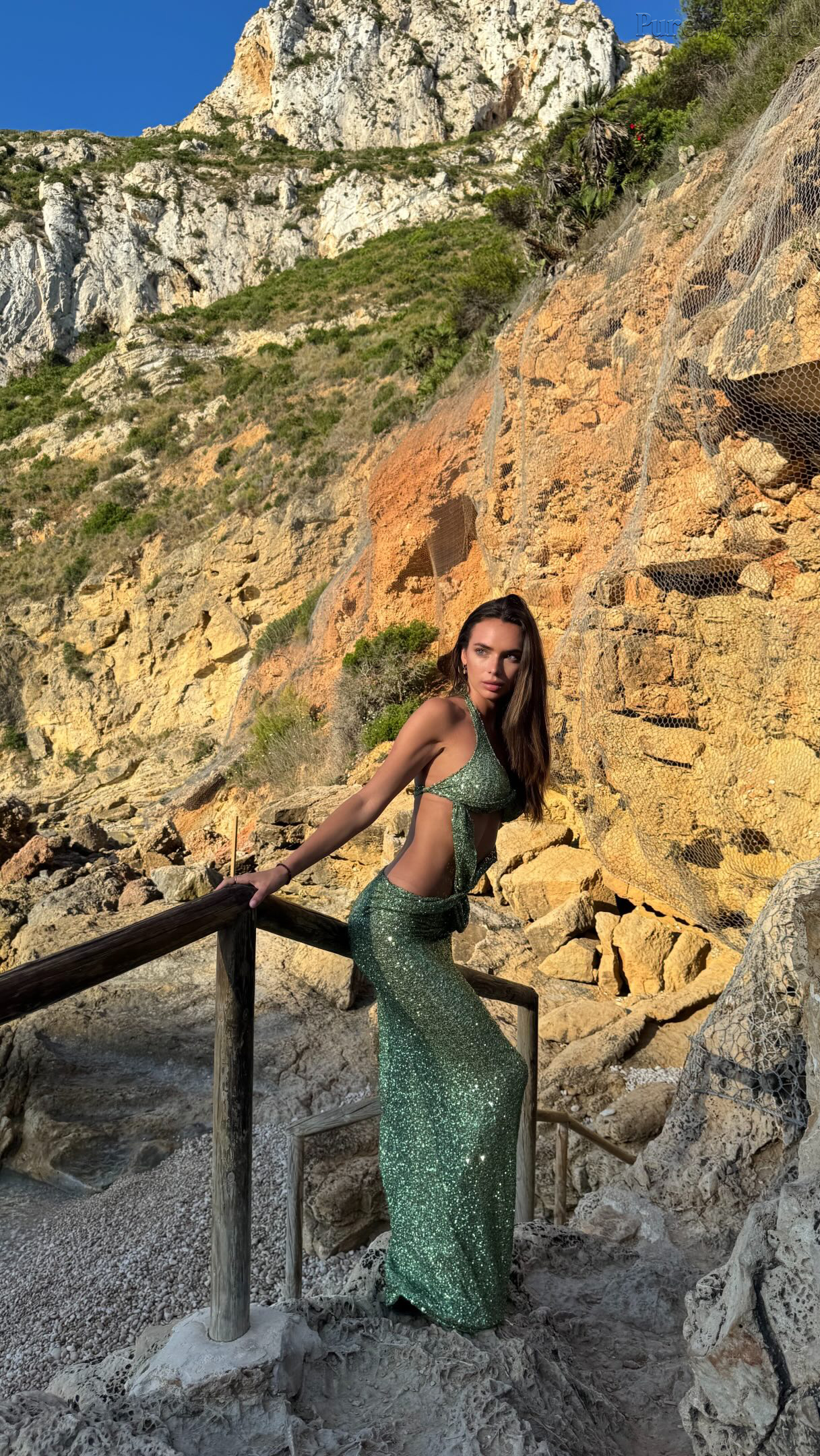 Annalise Green Single-Shoulder Open-Back Long Dress