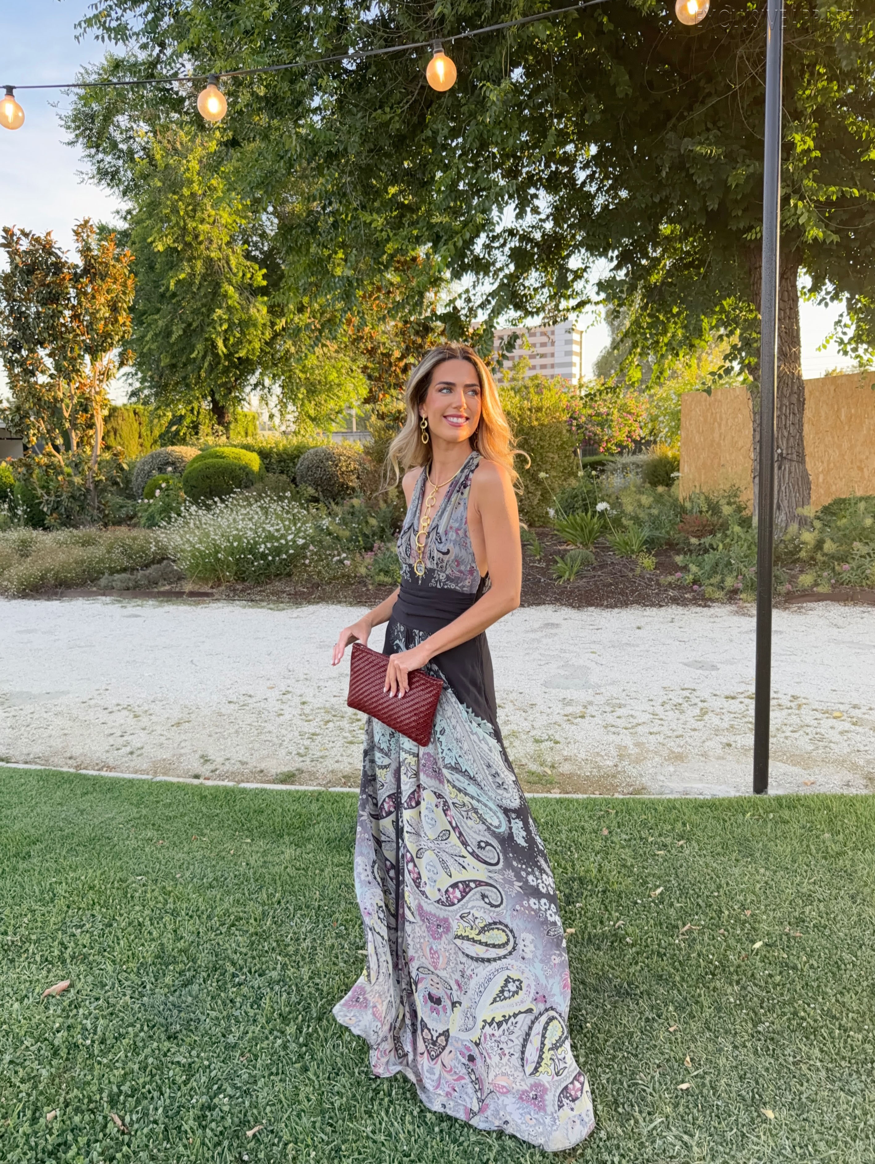 Anastasia Multi-color Neckline Deep V Printed Dress