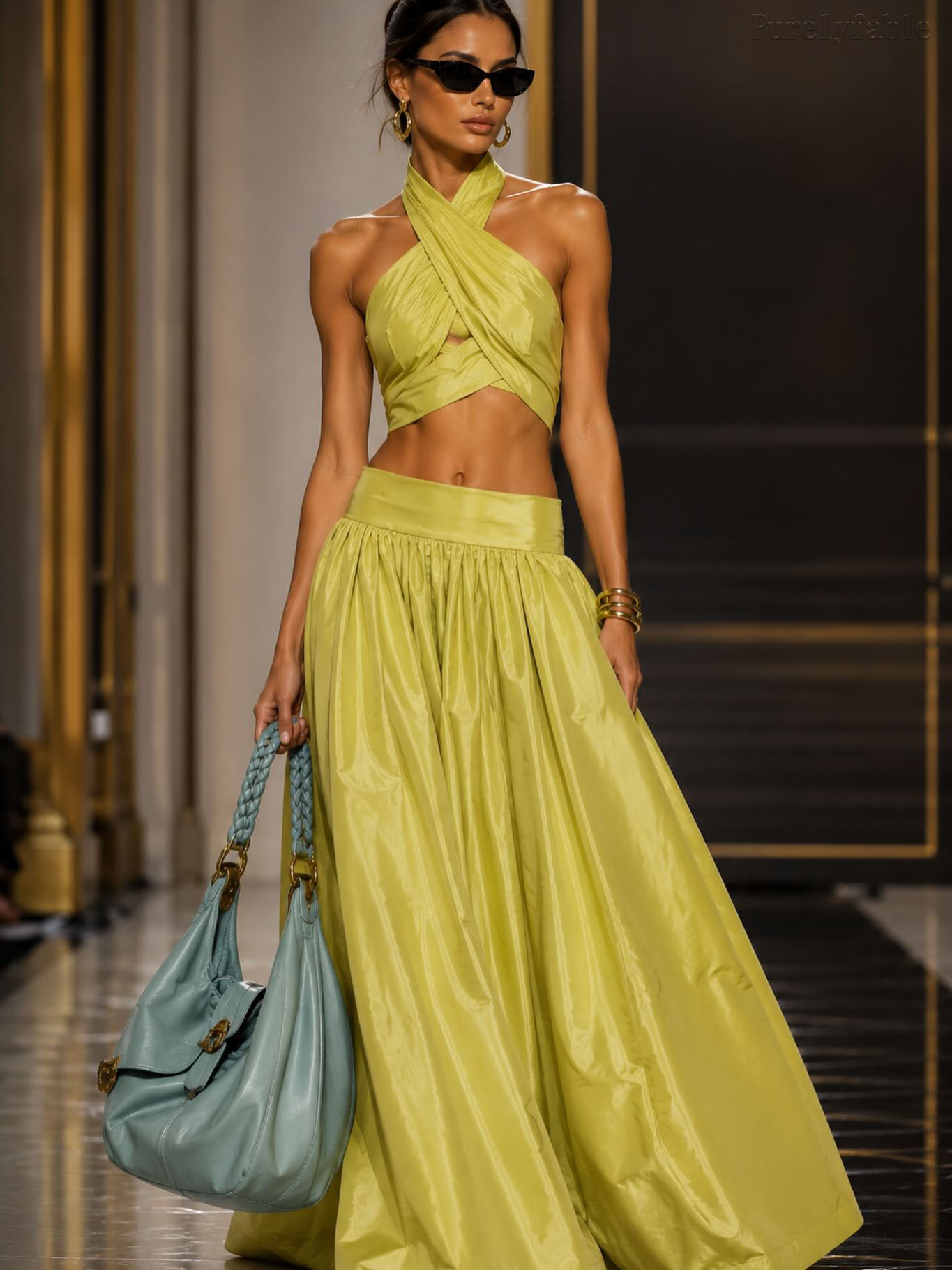 Inara Yellow Cross-necked Dress Set