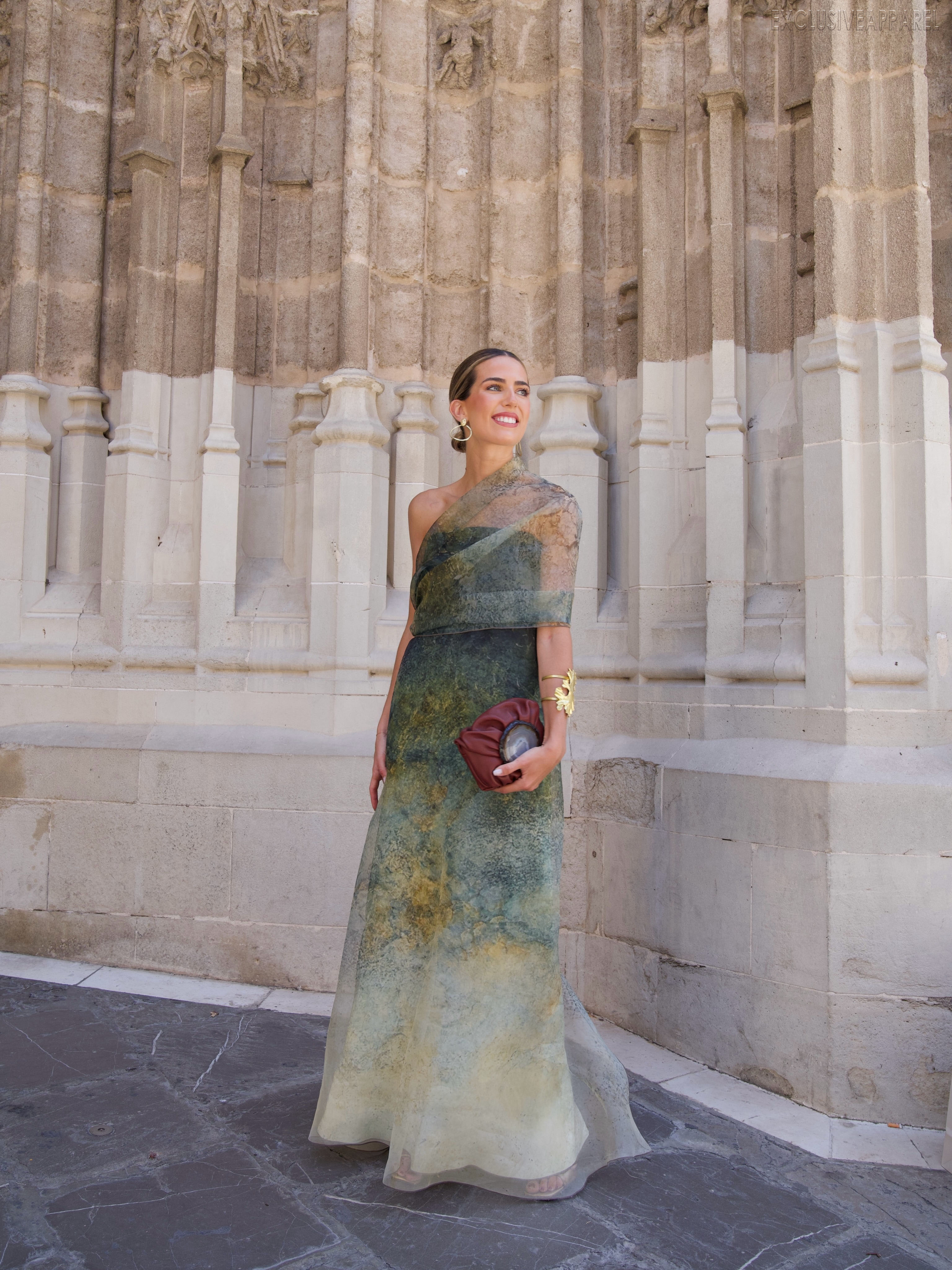 Luna Green Strapless Long Dress