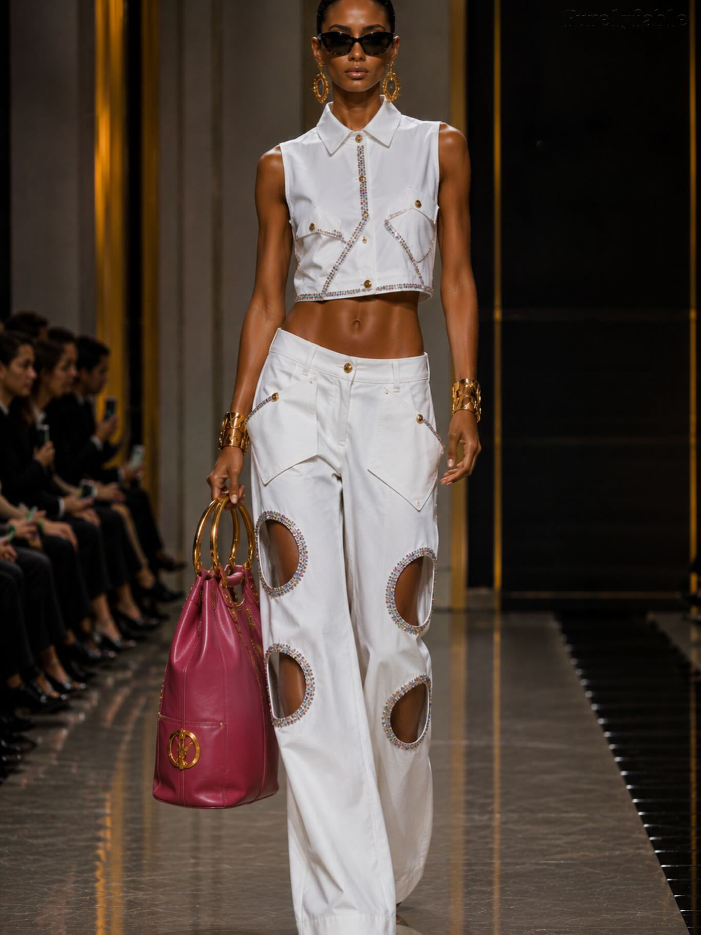 Liliana sleeveless short top and long pants set