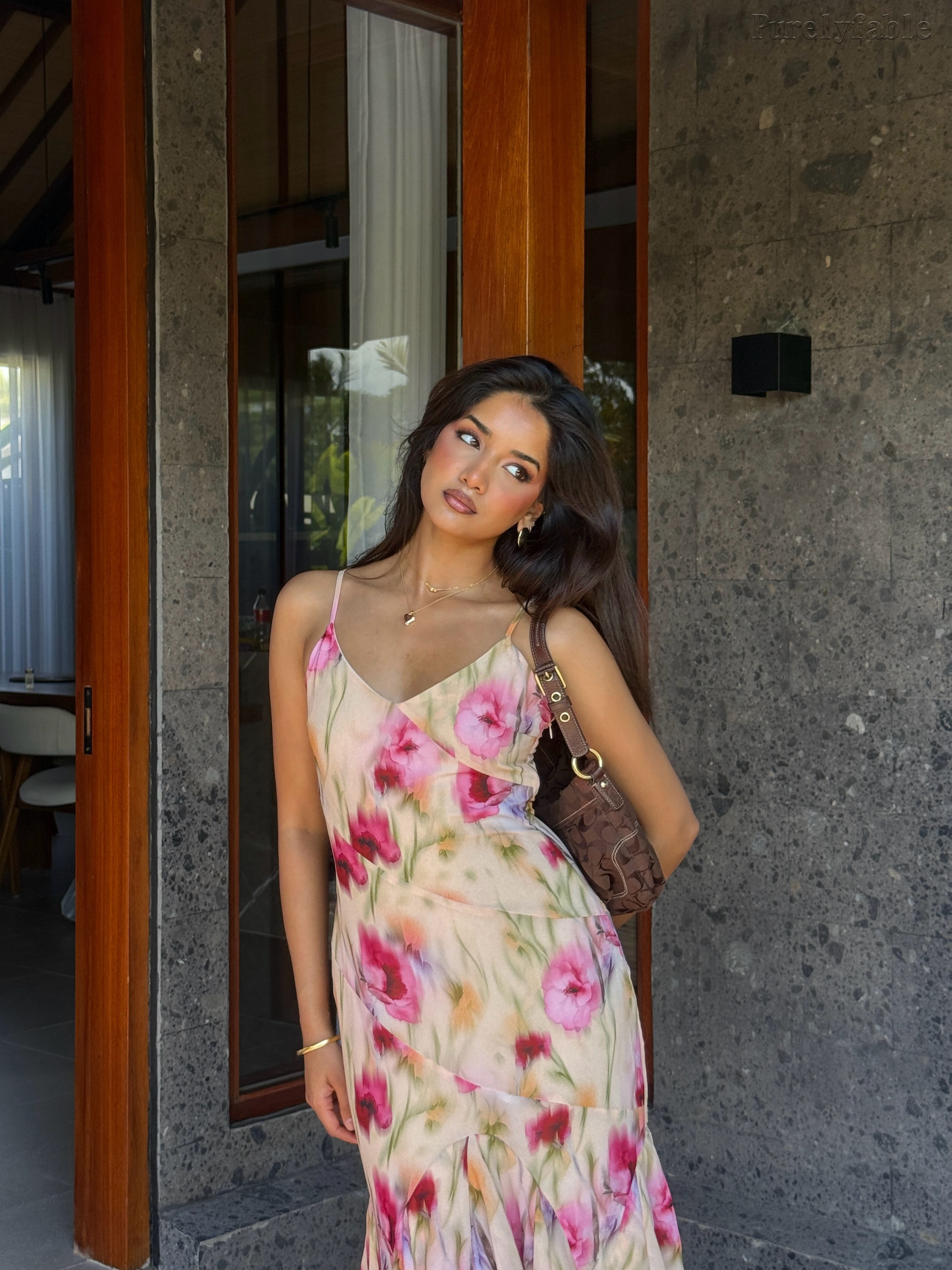 Chiara Multicolor Fine Strap Floral Dress