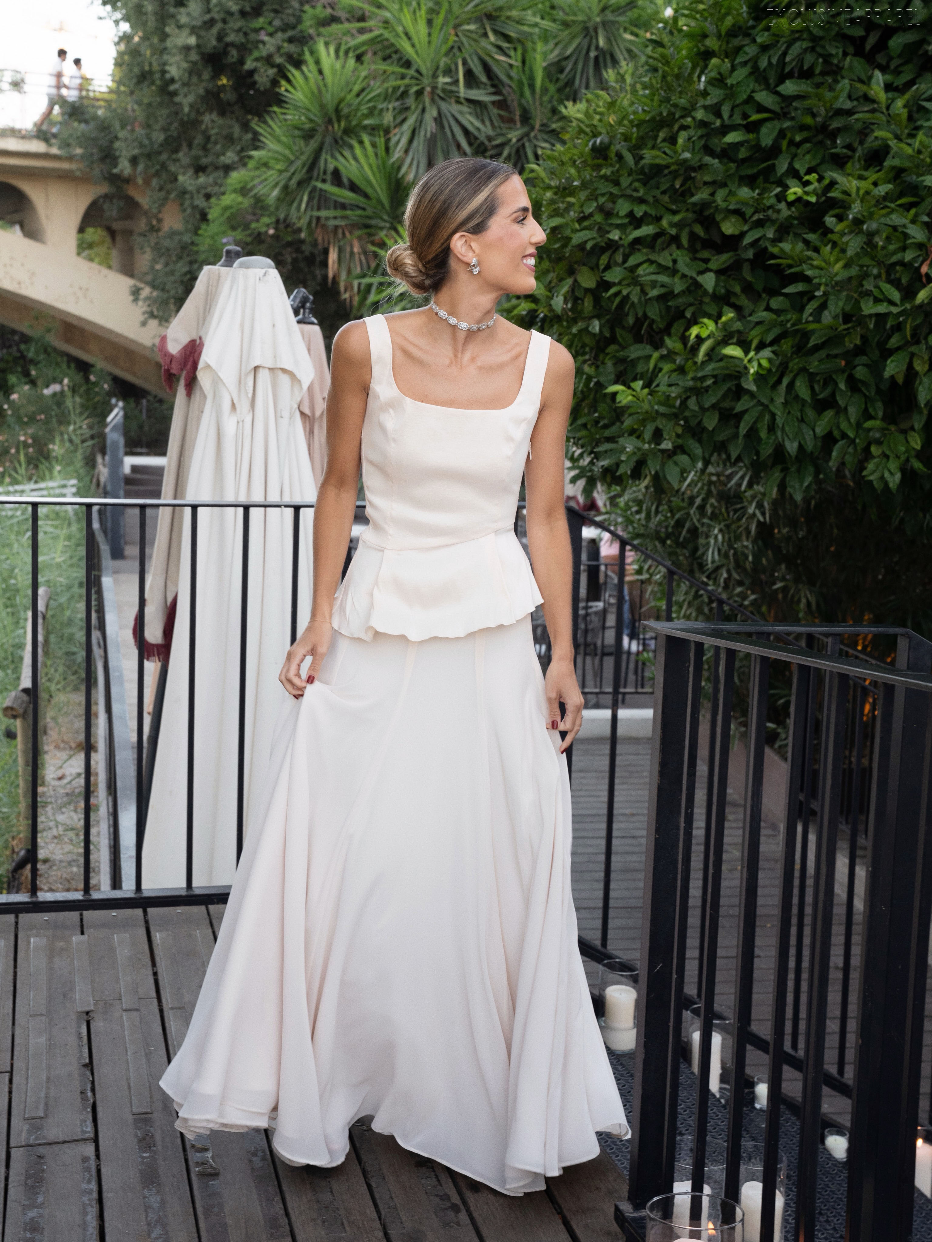 Arabella White Sleeveless Flowing Half-Dress Set