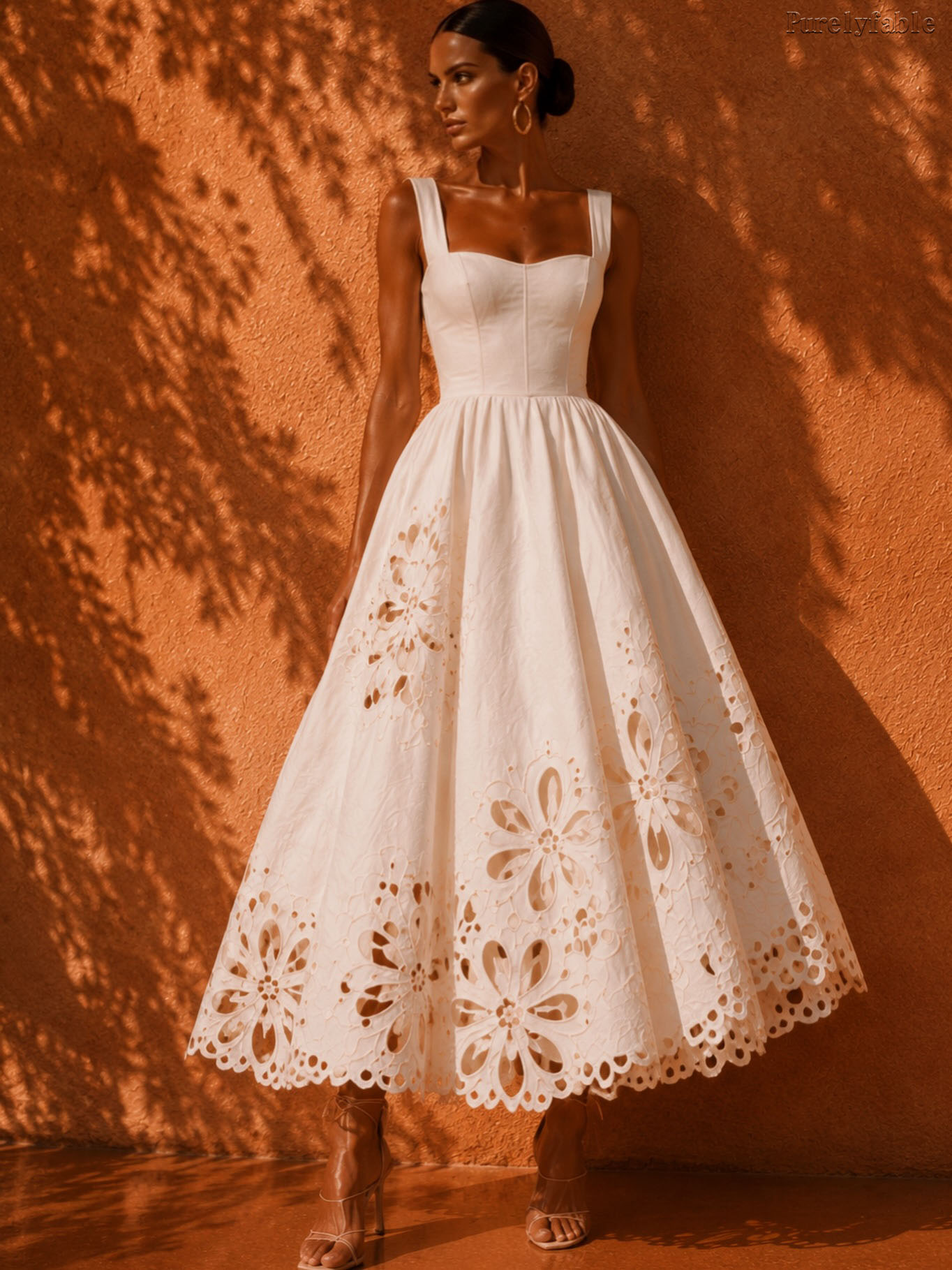 Elysia White Wide Shoulder Strap Open-Length Dress