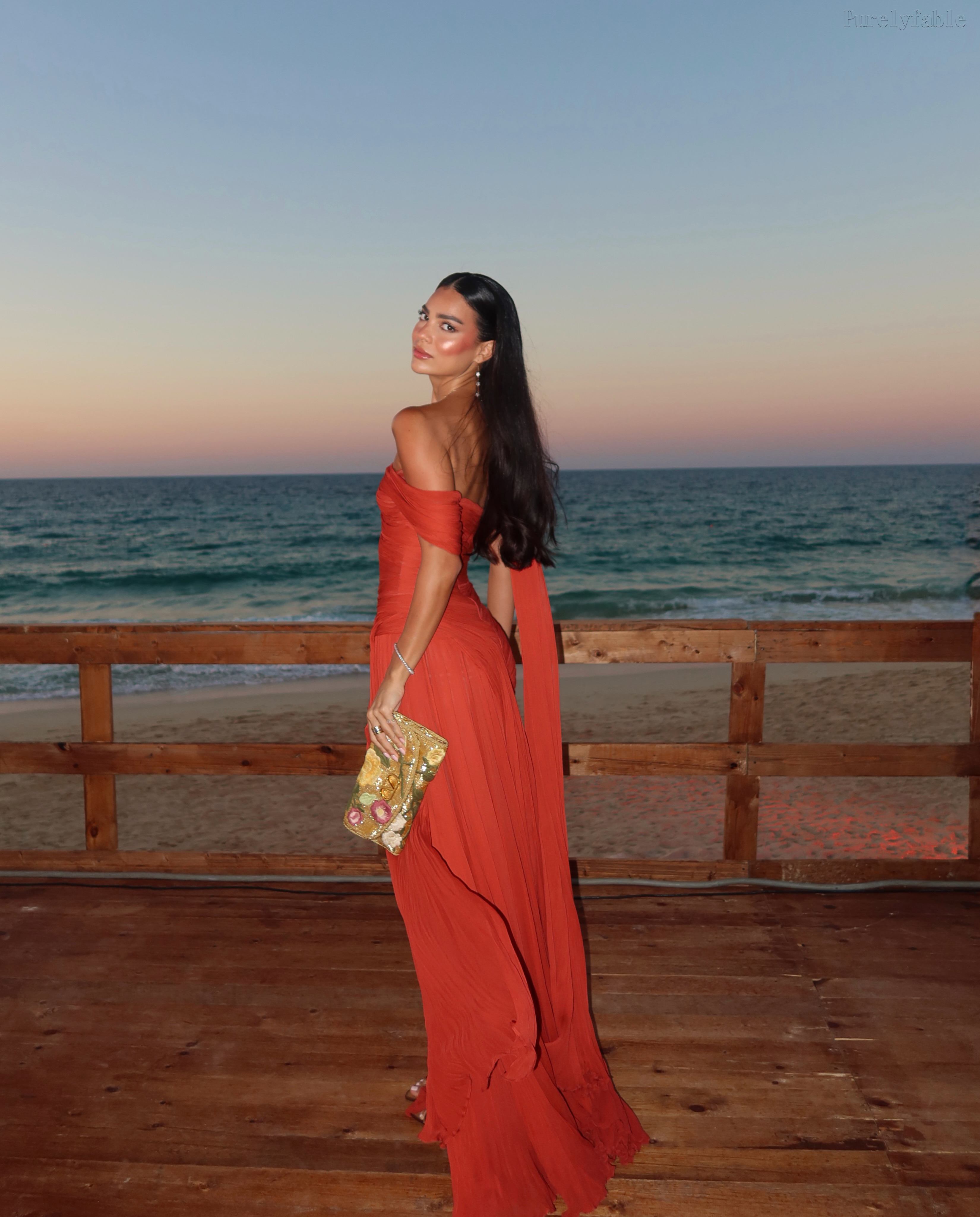 Lavinia Red Single-Shoulder Ruffled Beach Dress