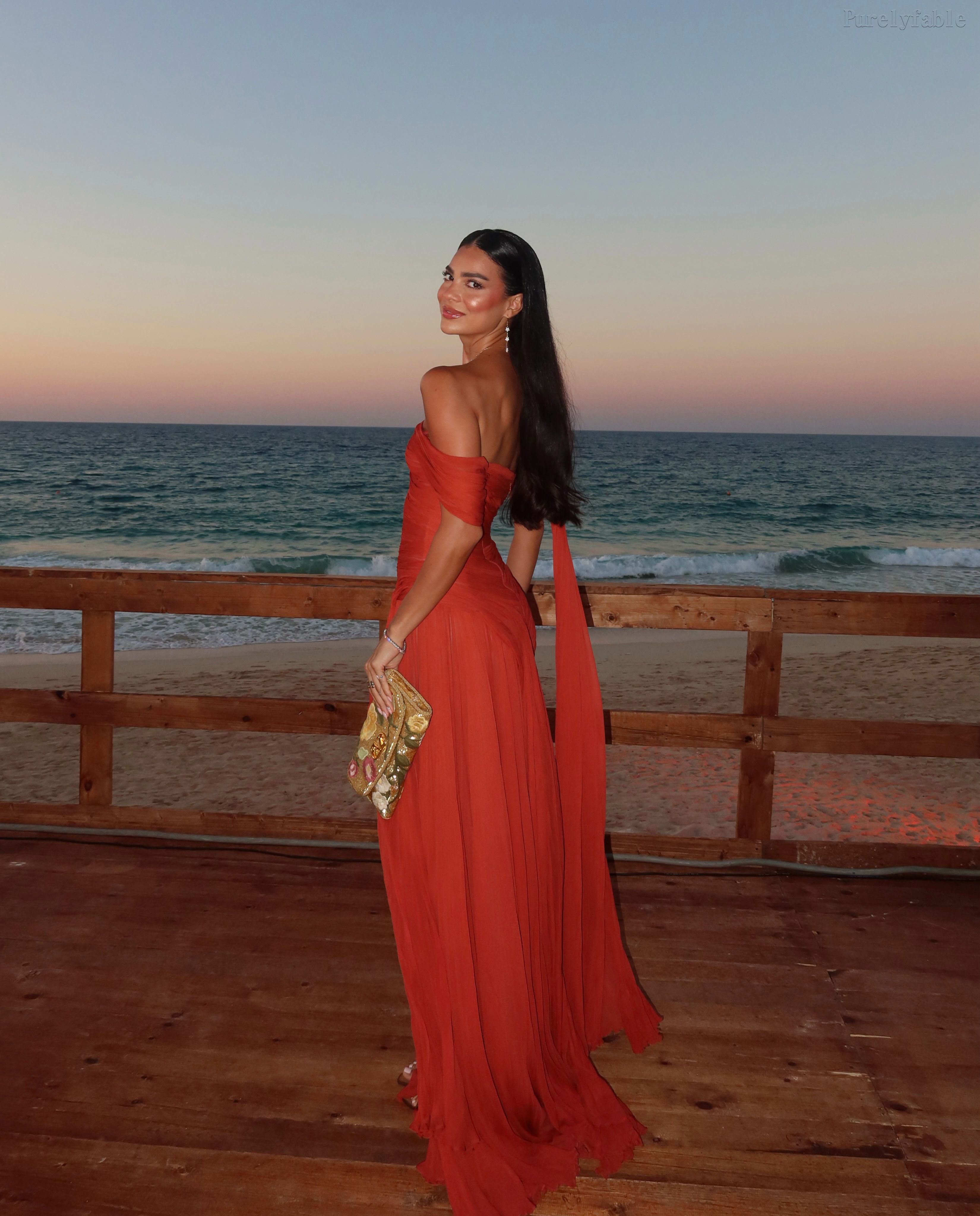 Lavinia Red Single-Shoulder Ruffled Beach Dress