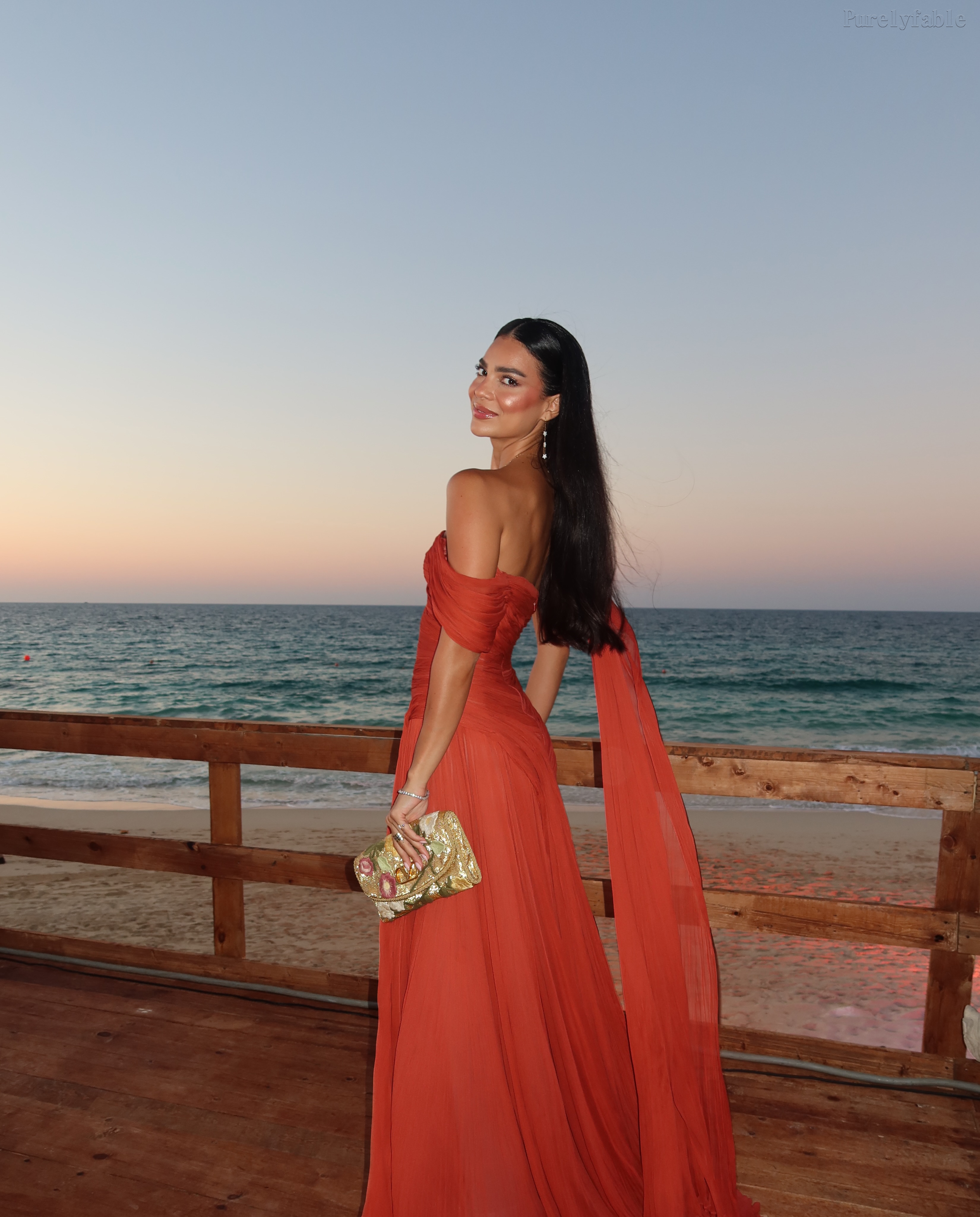 Lavinia Red Single-Shoulder Ruffled Beach Dress