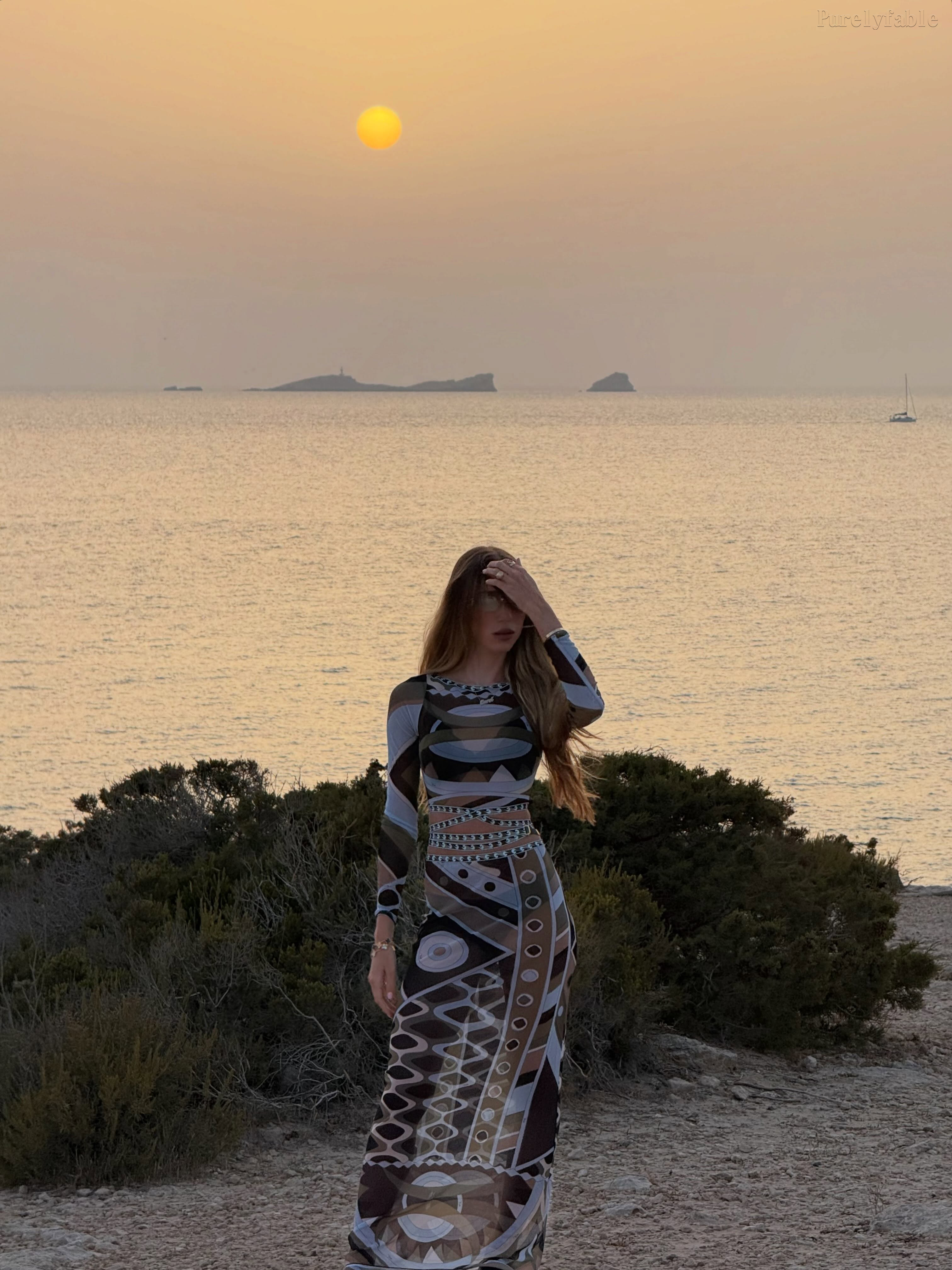 Aileen  Multi-Color Round-neck High-waisted Long Dress Set