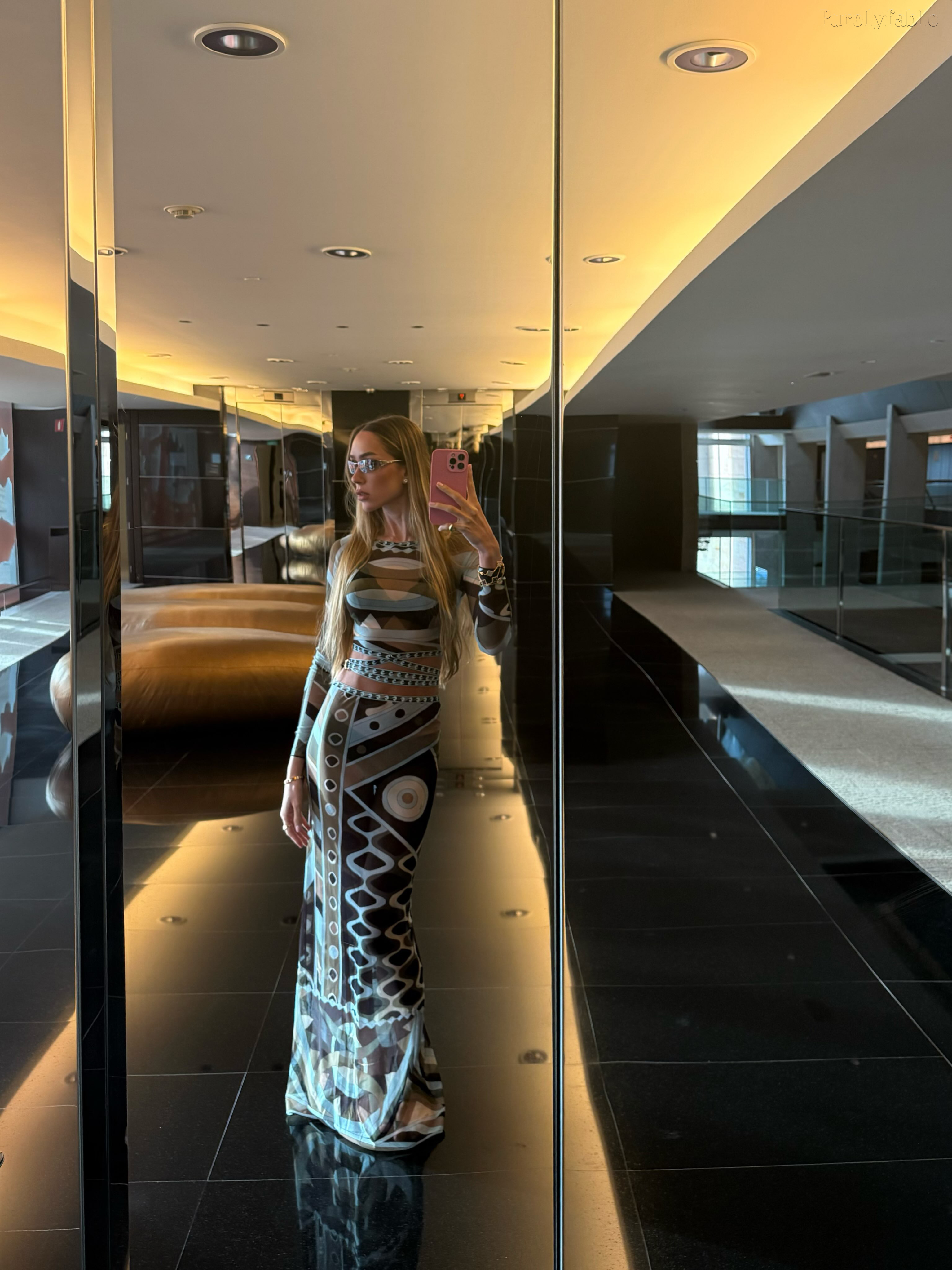 Aileen  Multi-Color Round-neck High-waisted Long Dress Set
