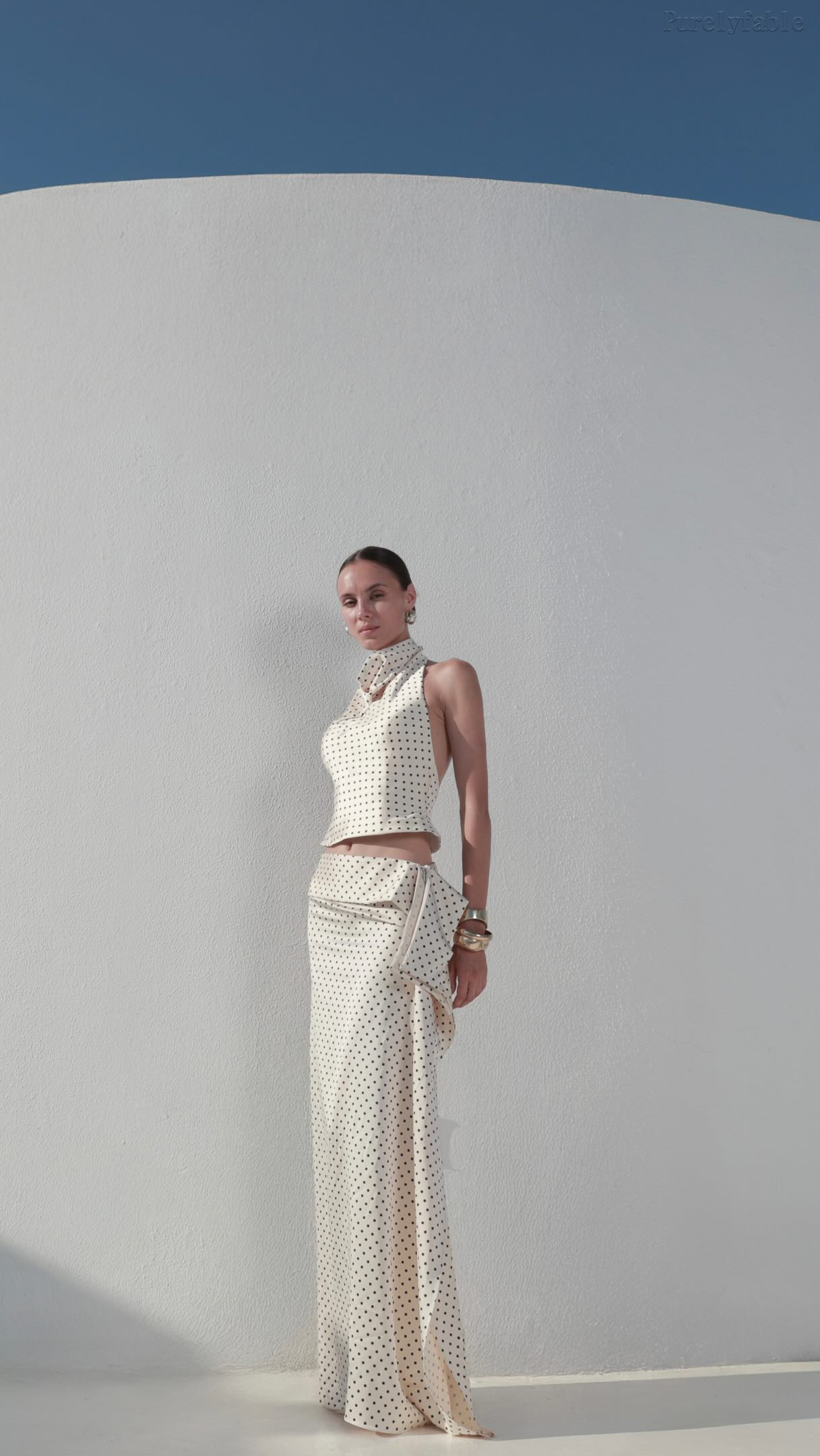 Josephine White Dot Neckline Dress Set