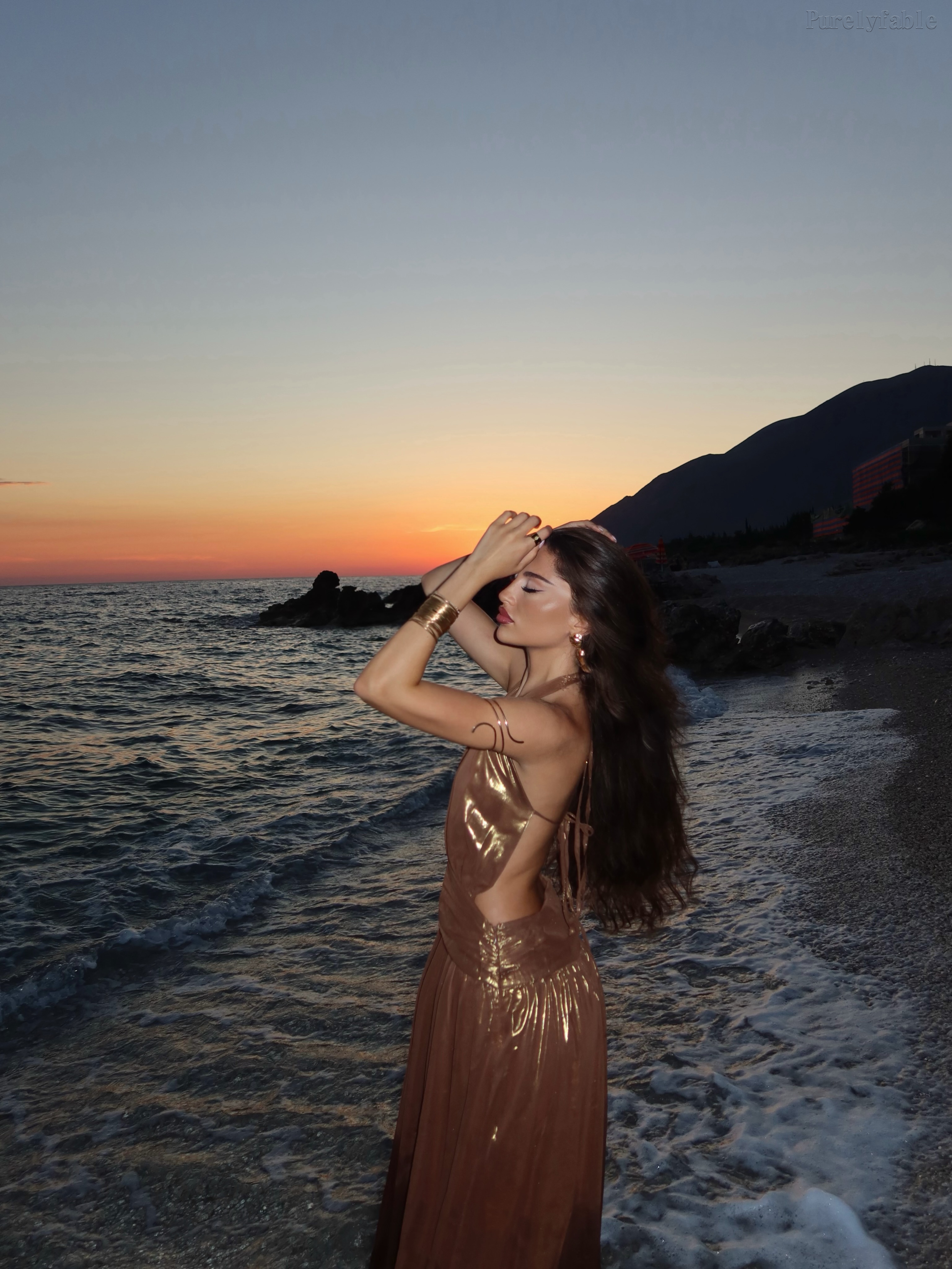 Mirabelle Brown Long-Sleeved Backless Neckwrap Dress