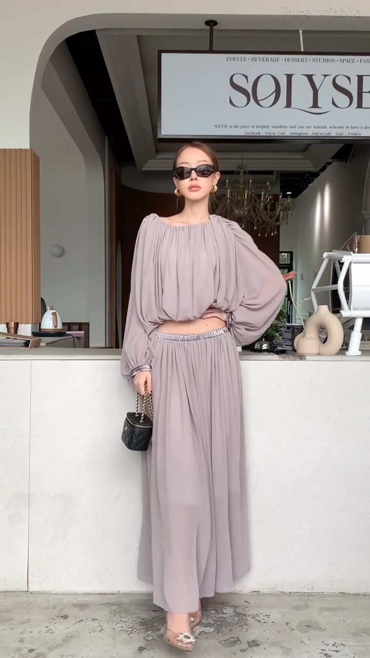 Marissa Grey Floor-Length Hhigh-Waisted Dress Set