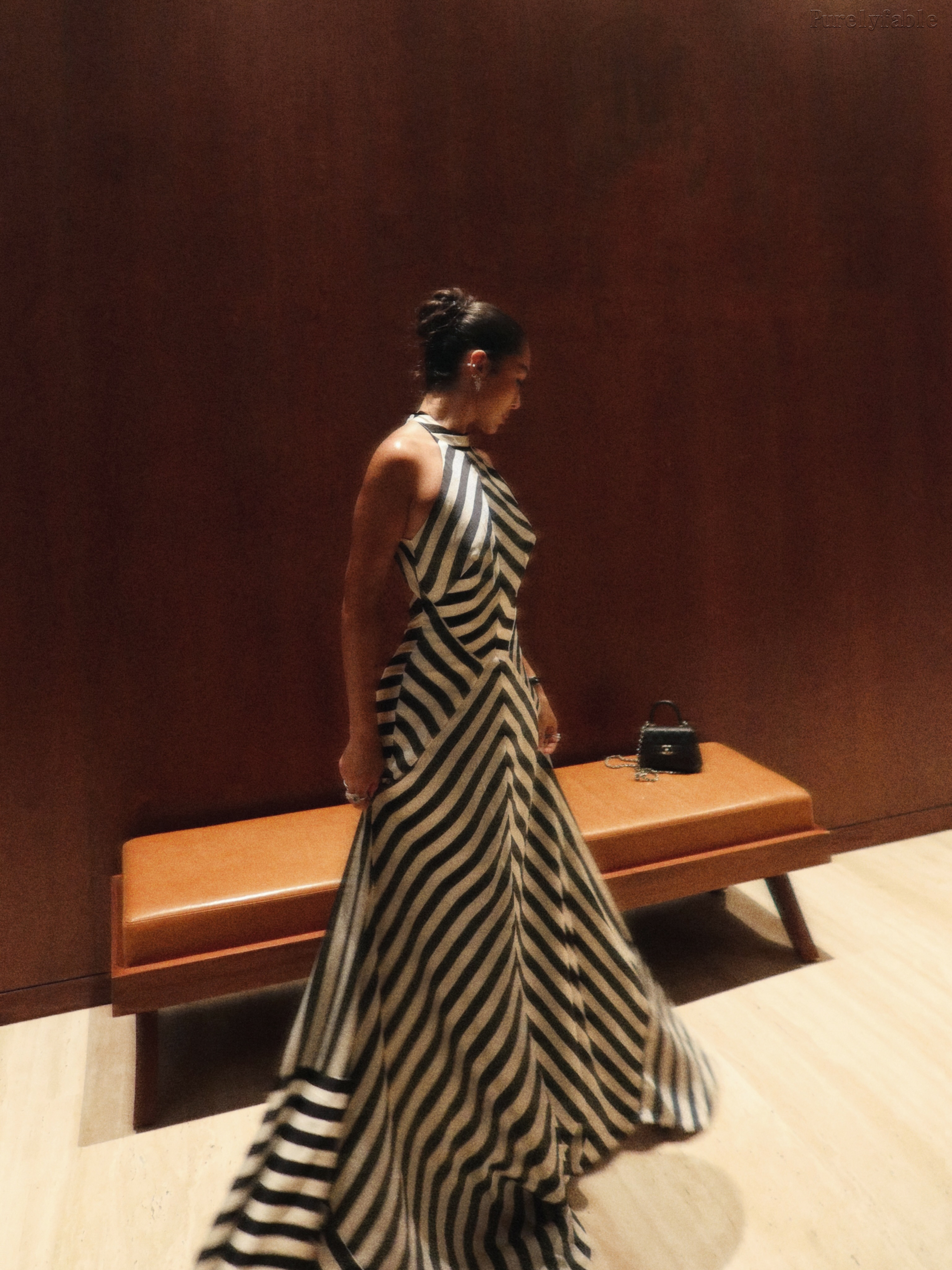 Isla Black And White Halter Backless Striped Dress