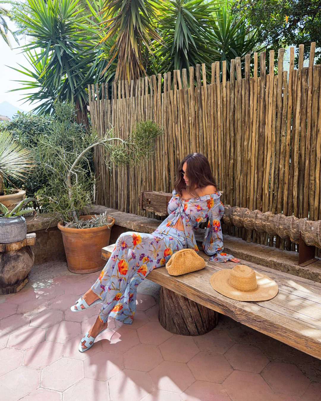 Tatiana Blue V-neck Printed Long Dress Set
