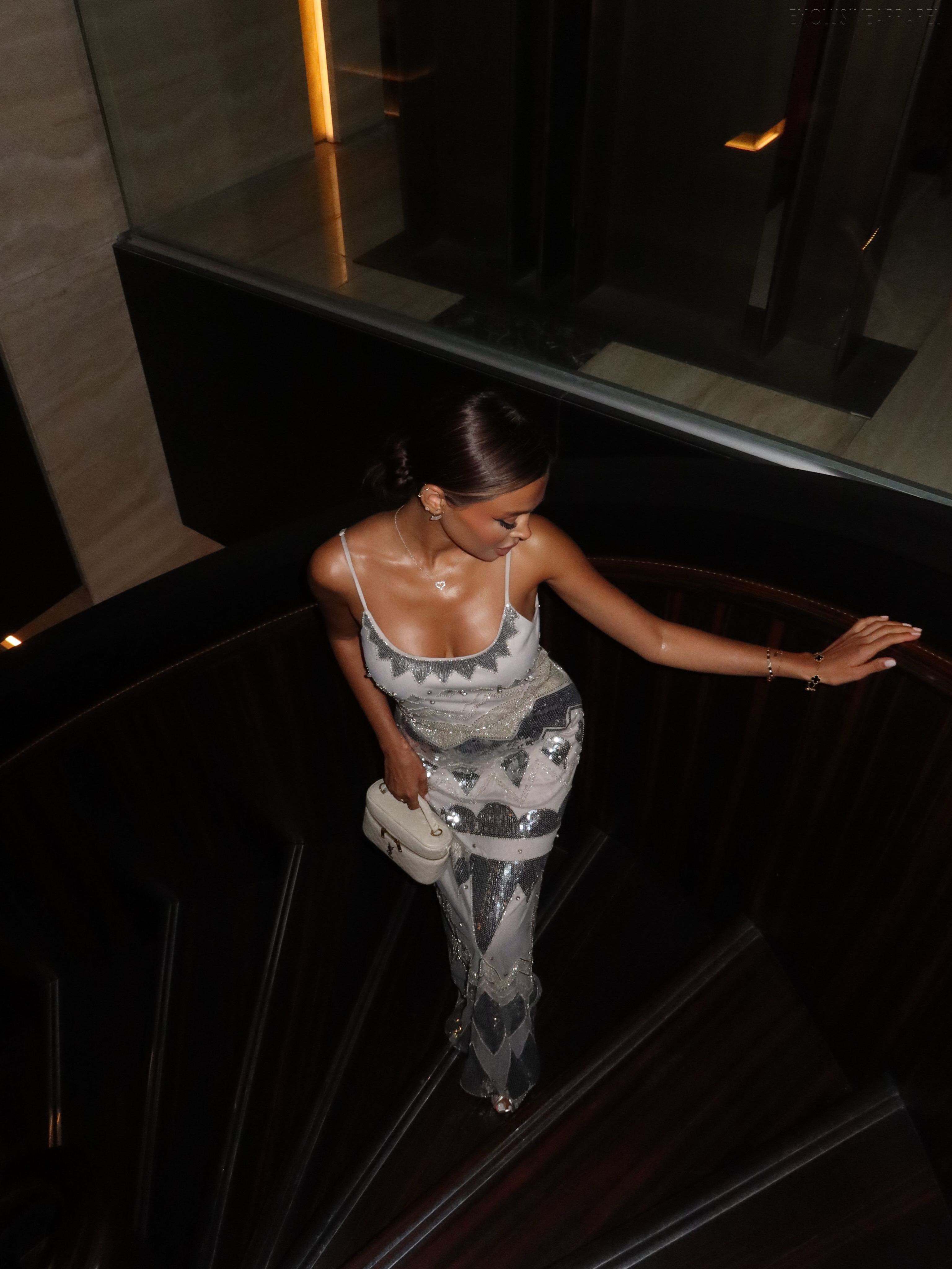 Nova White Strapless Sequined Dress