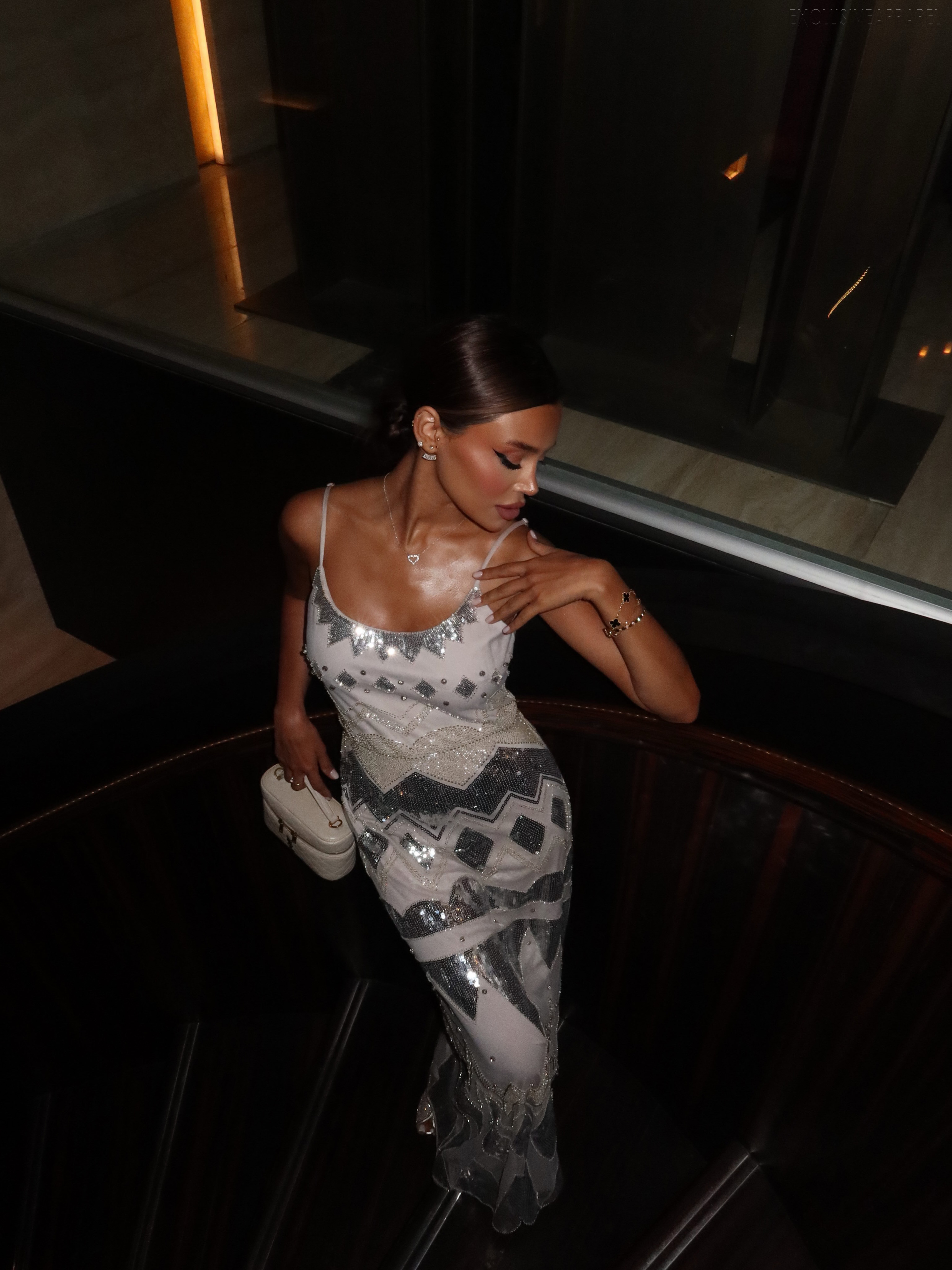 Nova White Strapless Sequined Dress