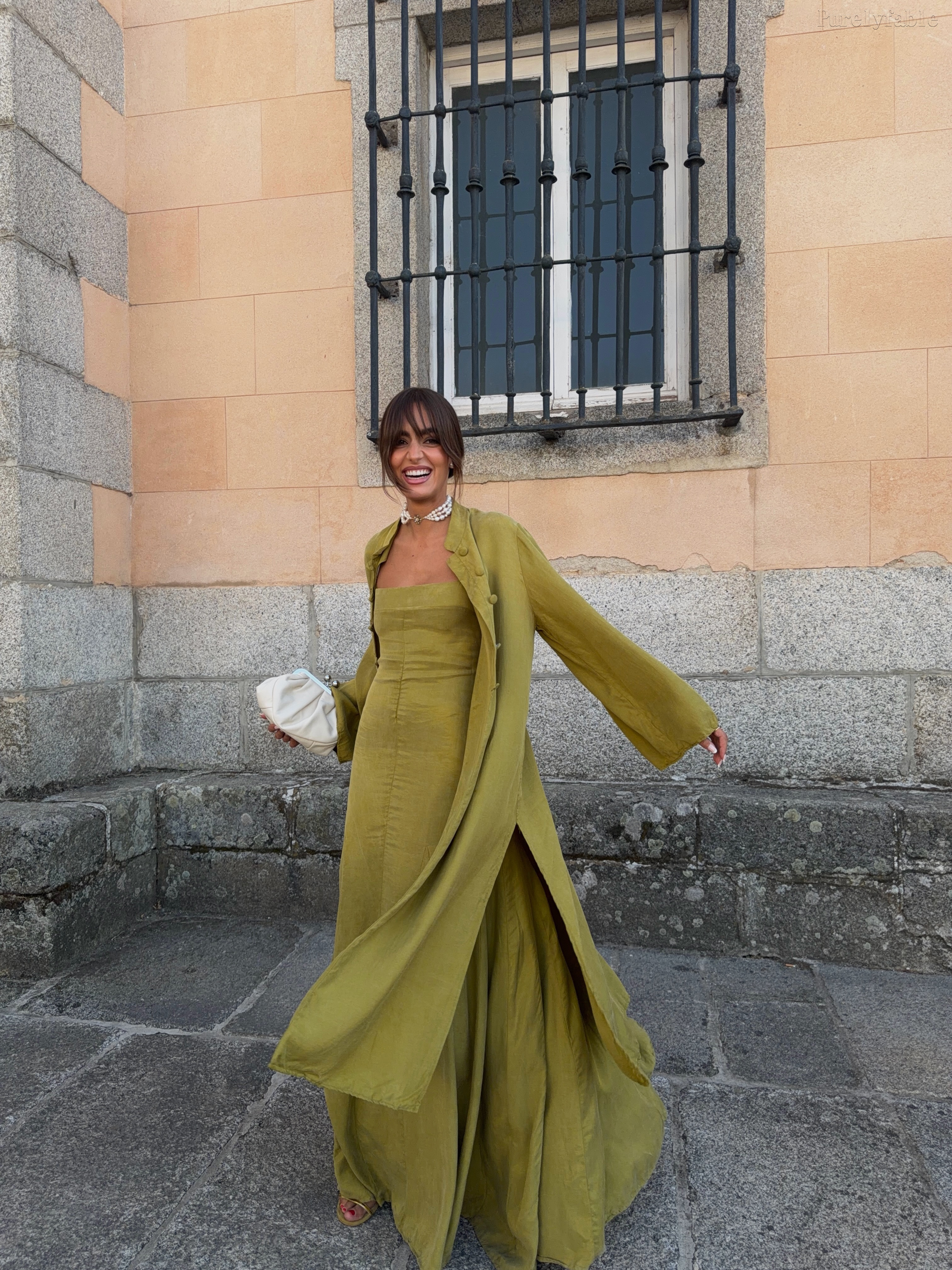Rafaela Yellow V-neck Long-Sleeved Dress Set