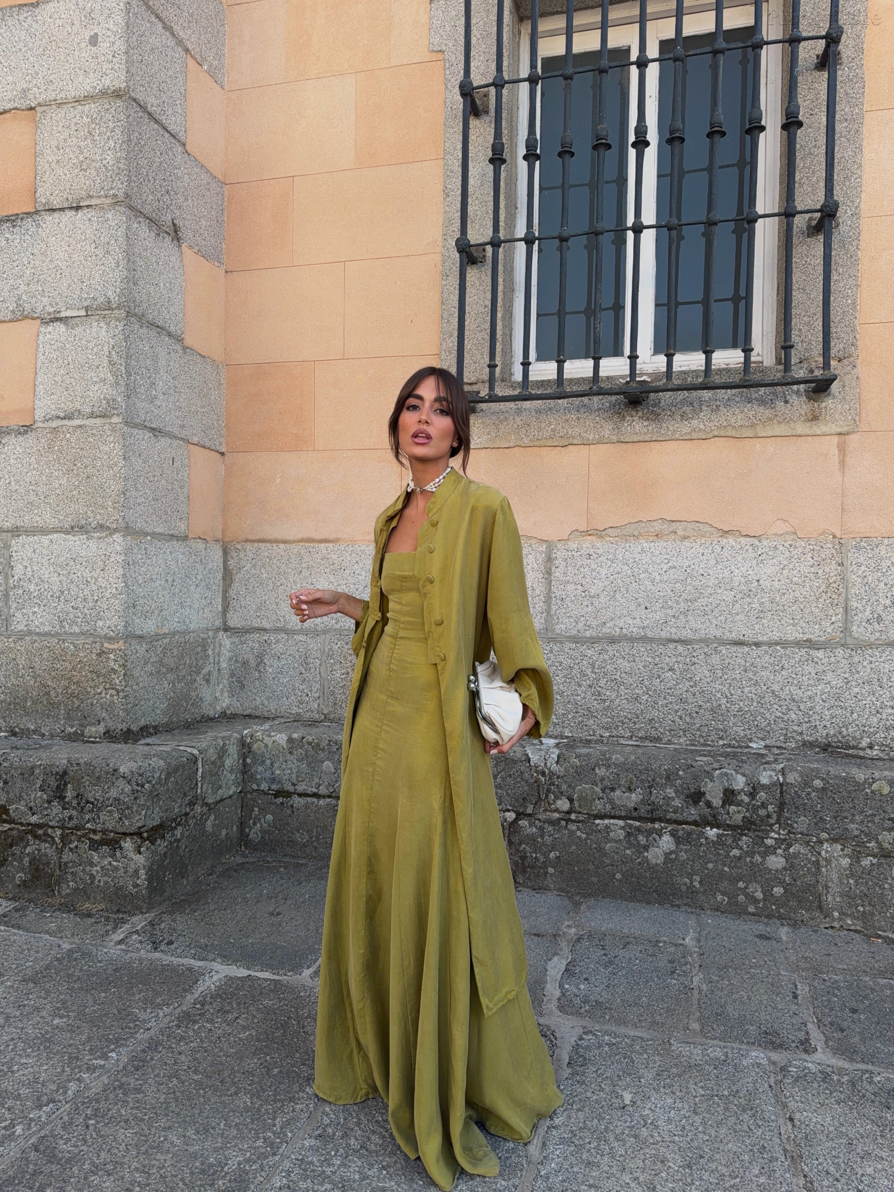 Rafaela Yellow V-neck Long-Sleeved Dress Set