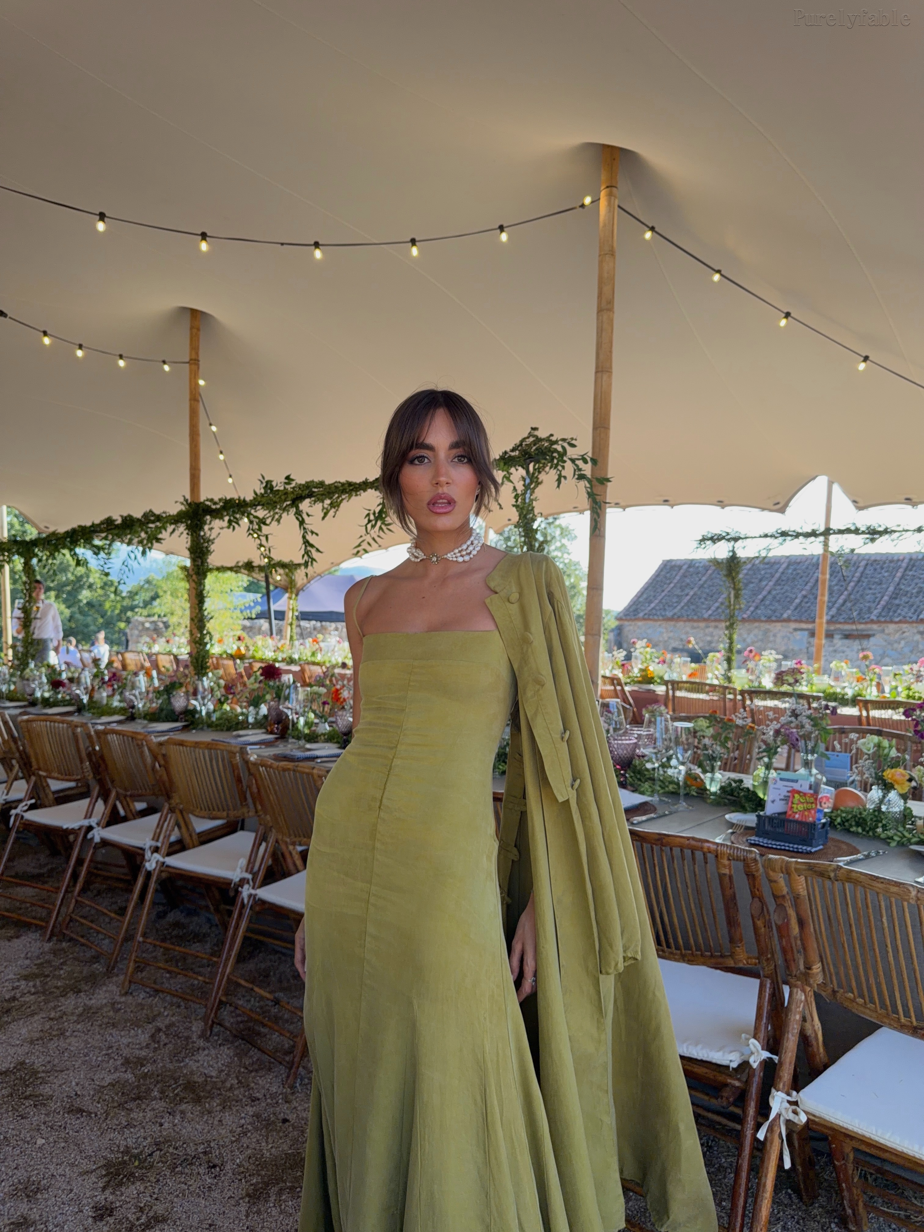 Rafaela Yellow V-neck Long-Sleeved Dress Set