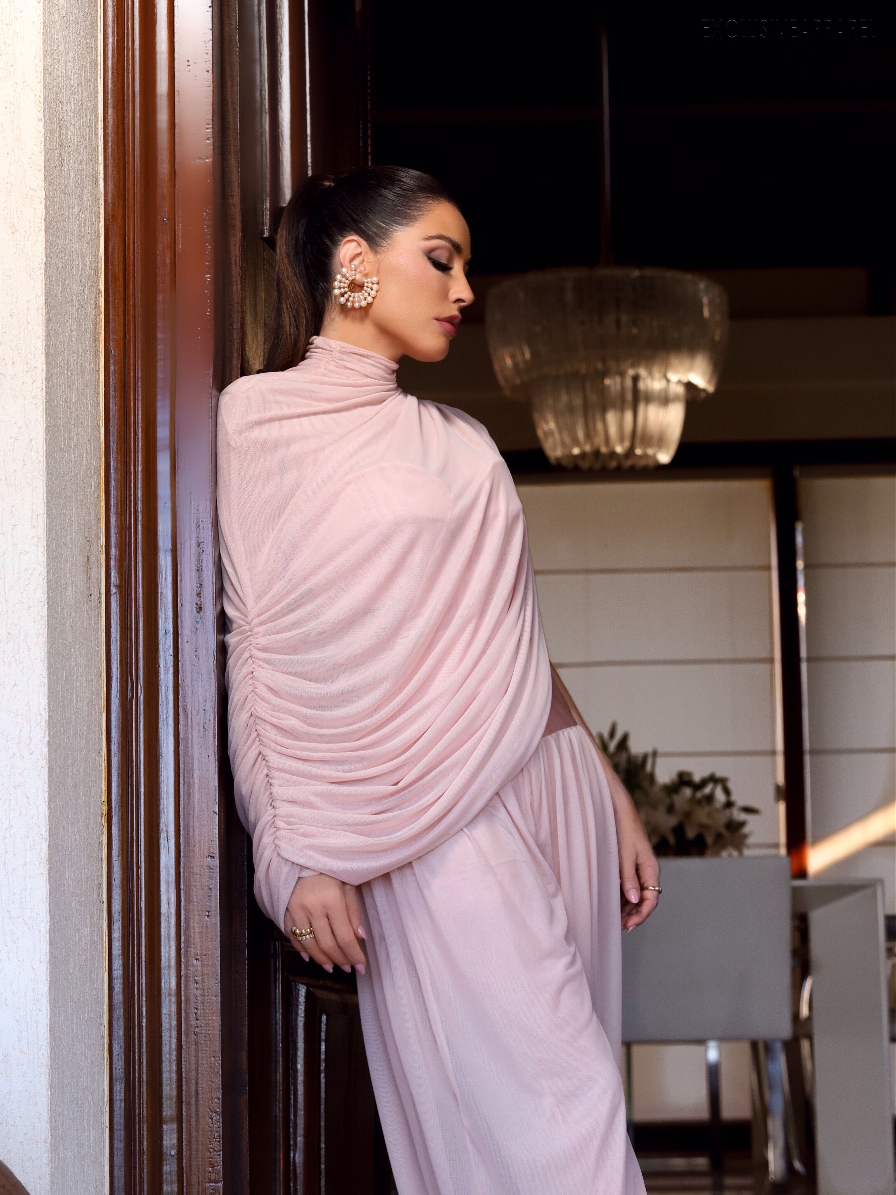Lana Pink High-neck Harem Pants Set