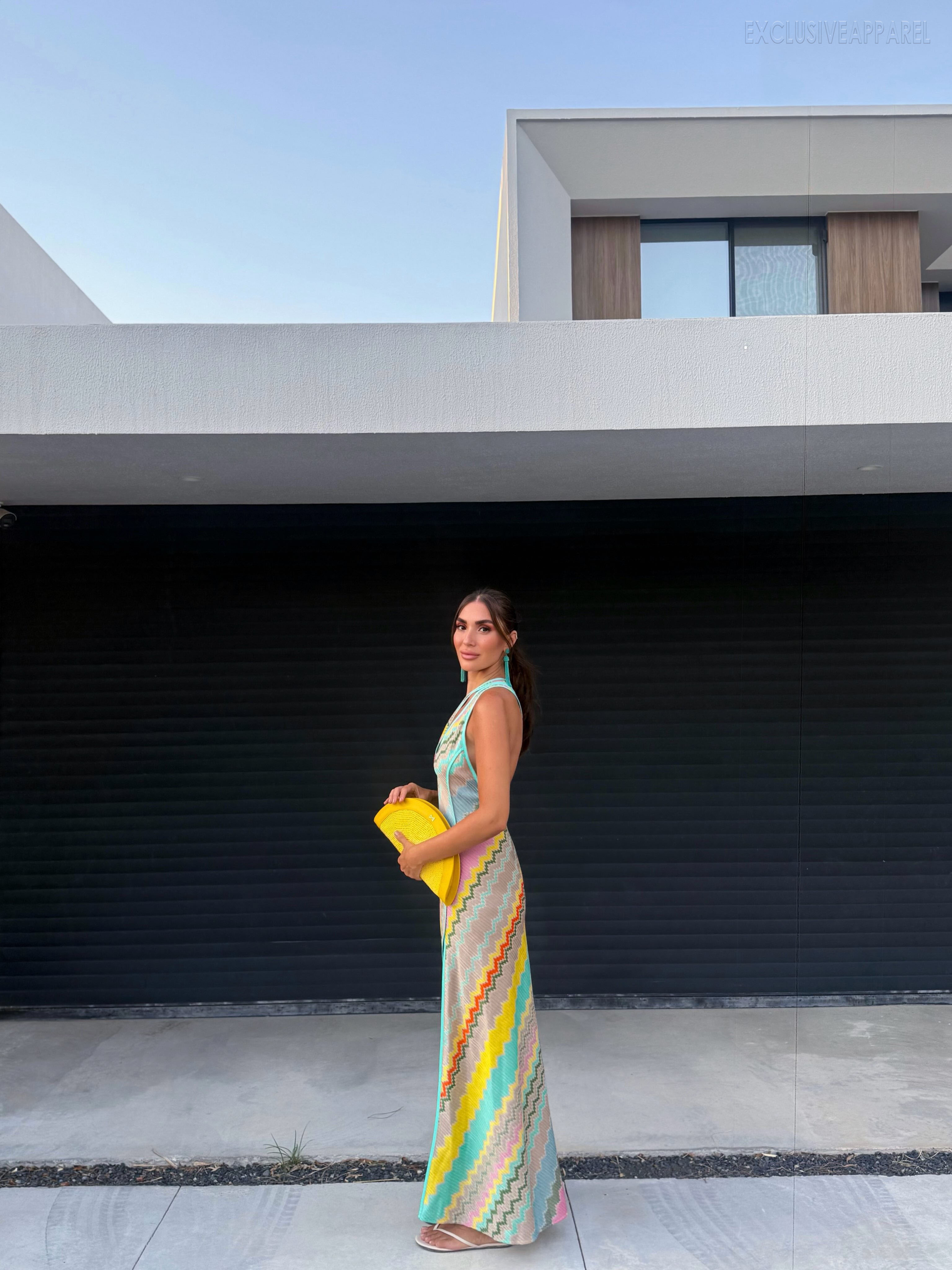 Harper Colorful Single-Shoulder Open-Length Dress