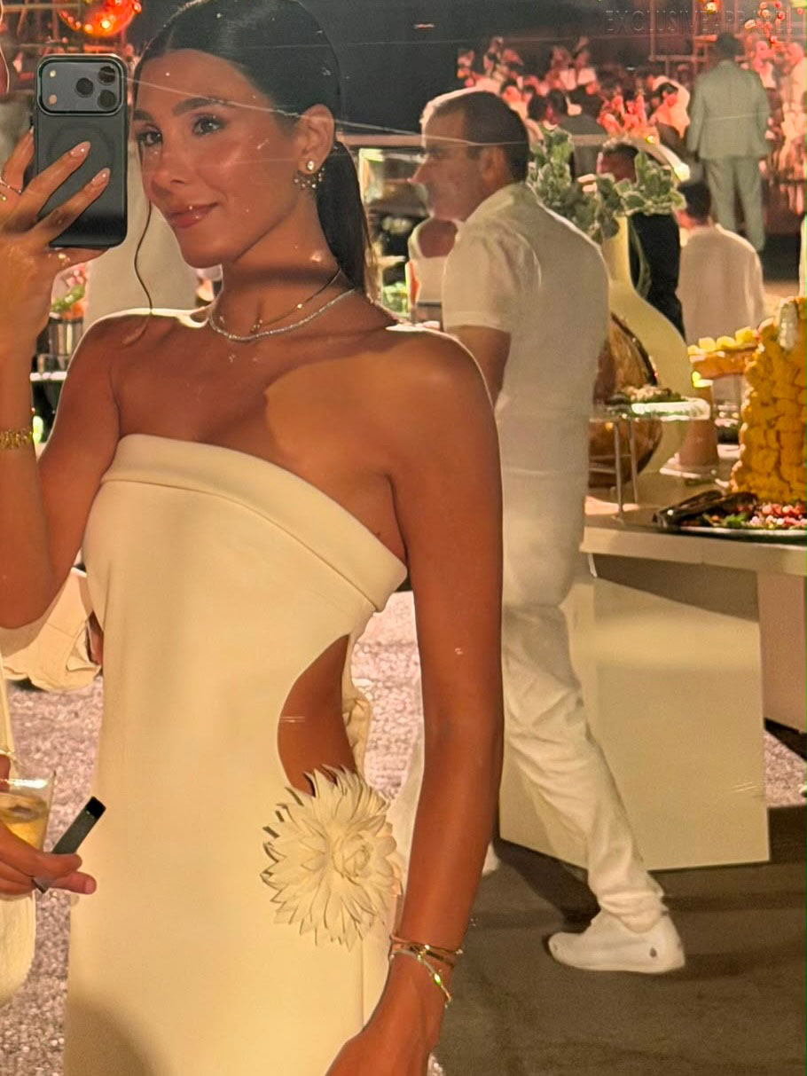 Nadia White Strapless Long Dress With Cut-Out Design