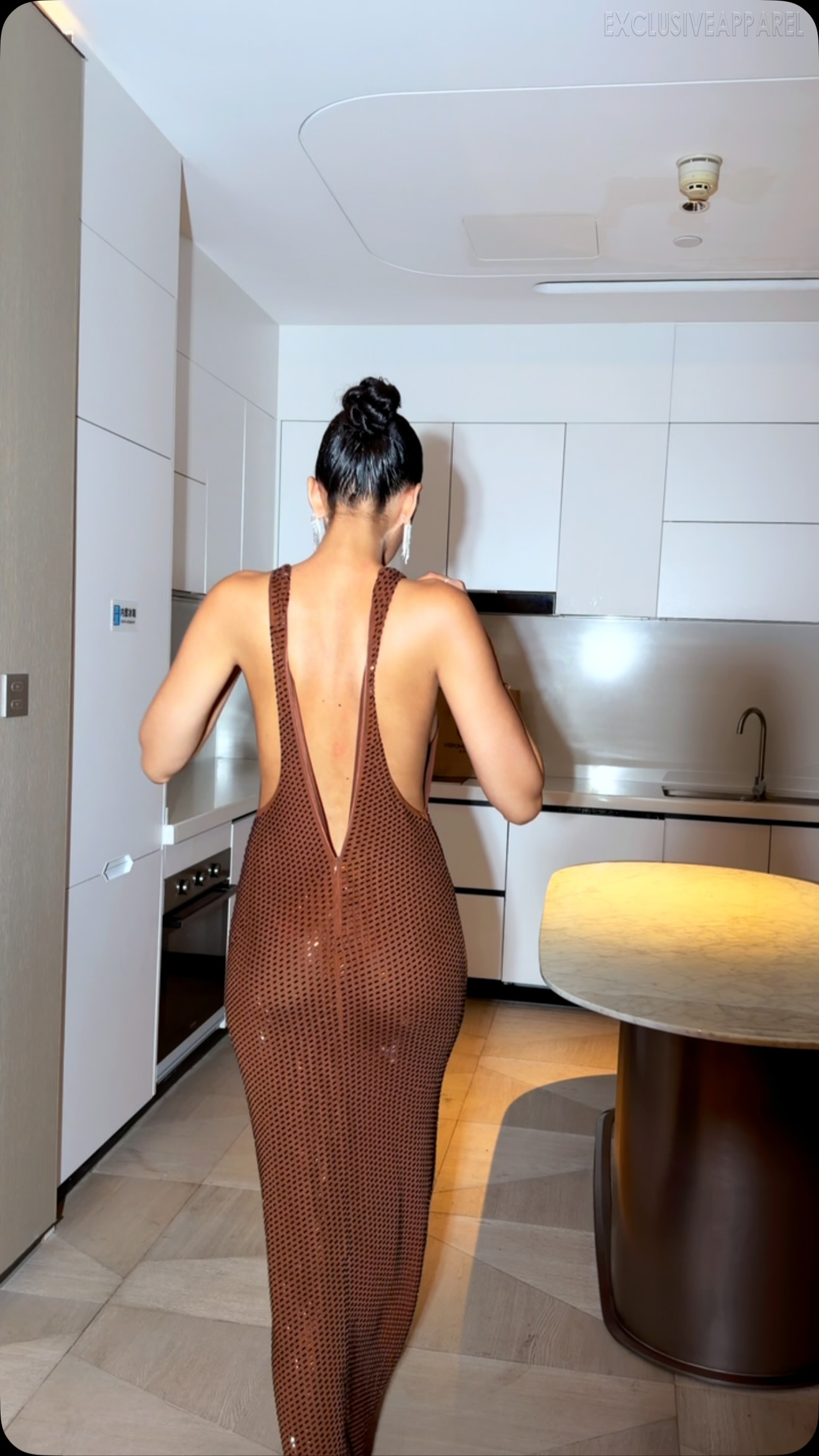 Josephine Brown Flowing Draped Backless Dress
