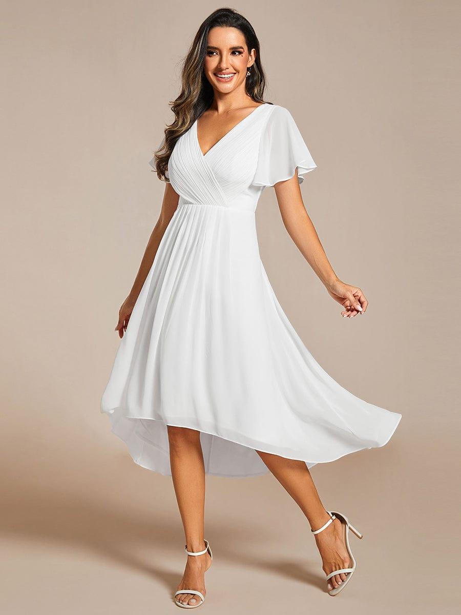 Plus Size Pleated Midi Ruffles Sleeve Chiffon Bridesmaid Dress