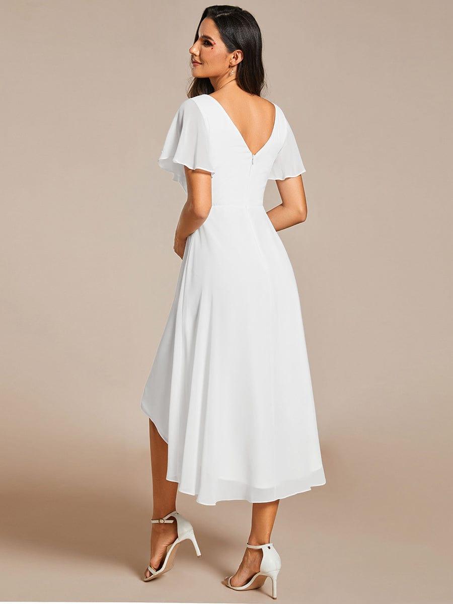 Plus Size Pleated Midi Ruffles Sleeve Chiffon Bridesmaid Dress
