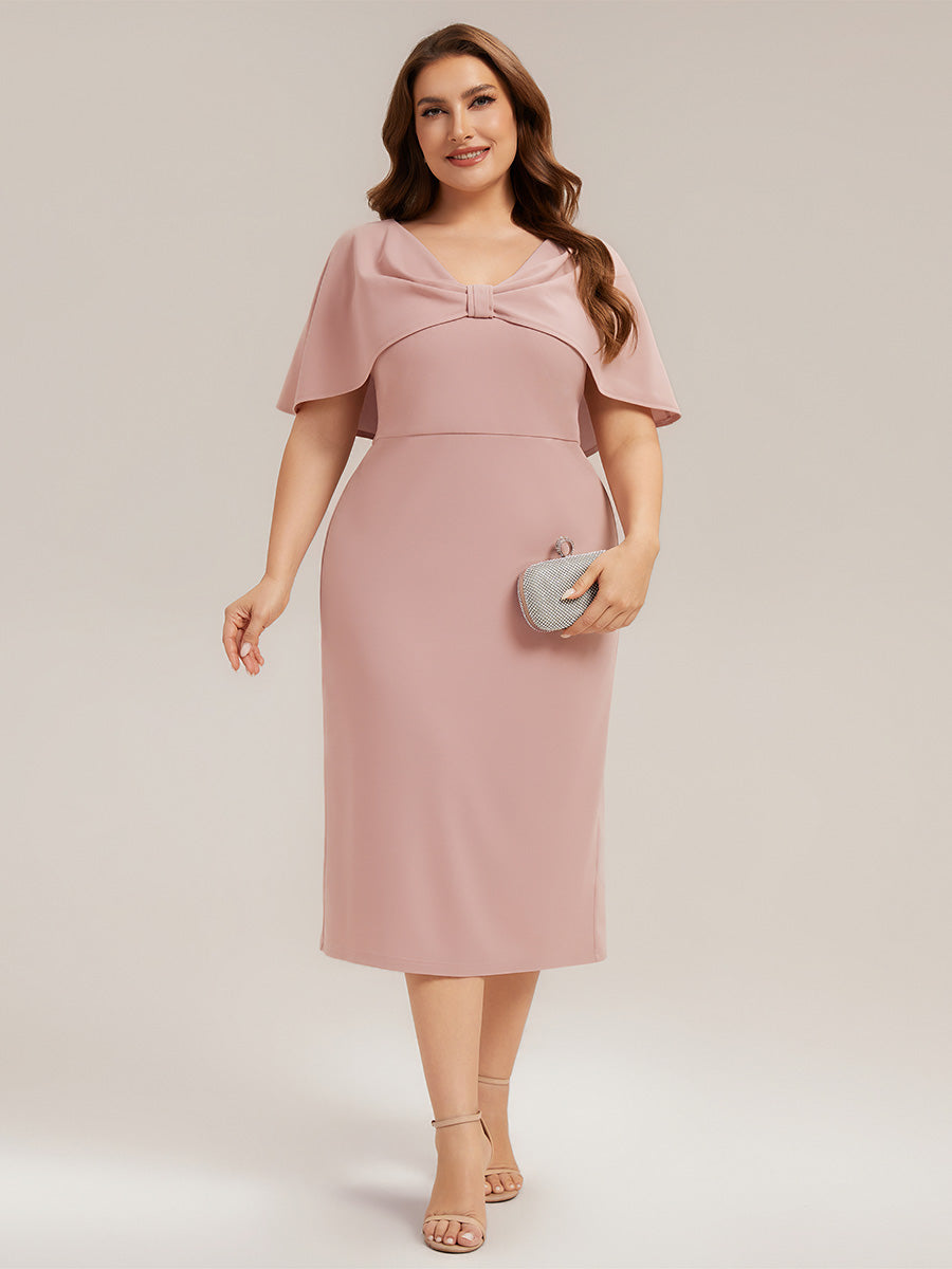 Plus Size Knit Shawl Sleeve Wedding Guest Dress