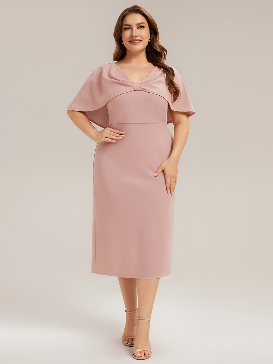 Plus Size Knit Shawl Sleeve Wedding Guest Dress