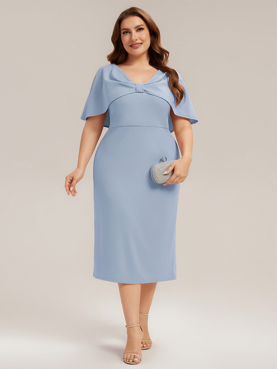 Plus Size Knit Shawl Sleeve Wedding Guest Dress
