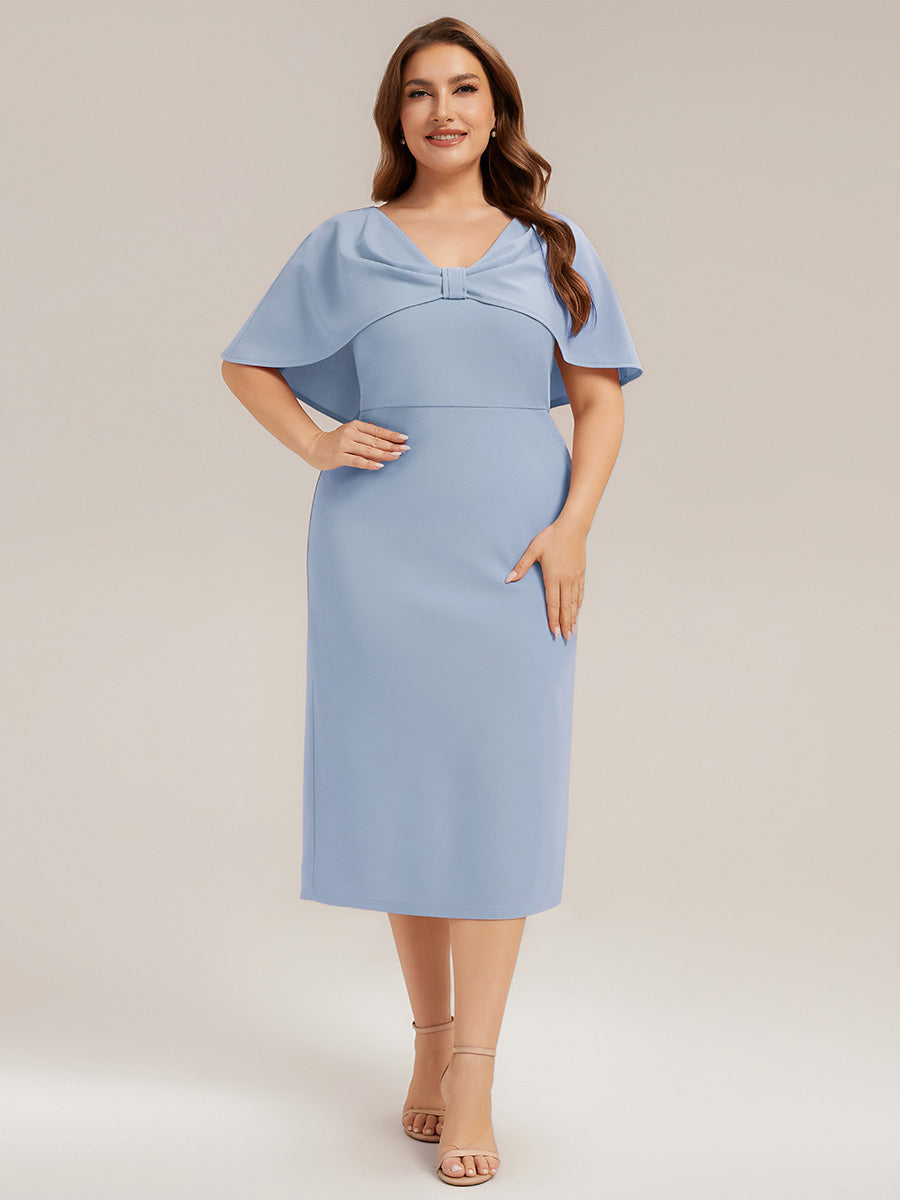 Plus Size Knit Shawl Sleeve Wedding Guest Dress