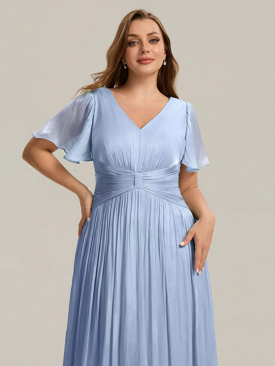Plus Size Gathered Sea-island Wedding Guest Dress