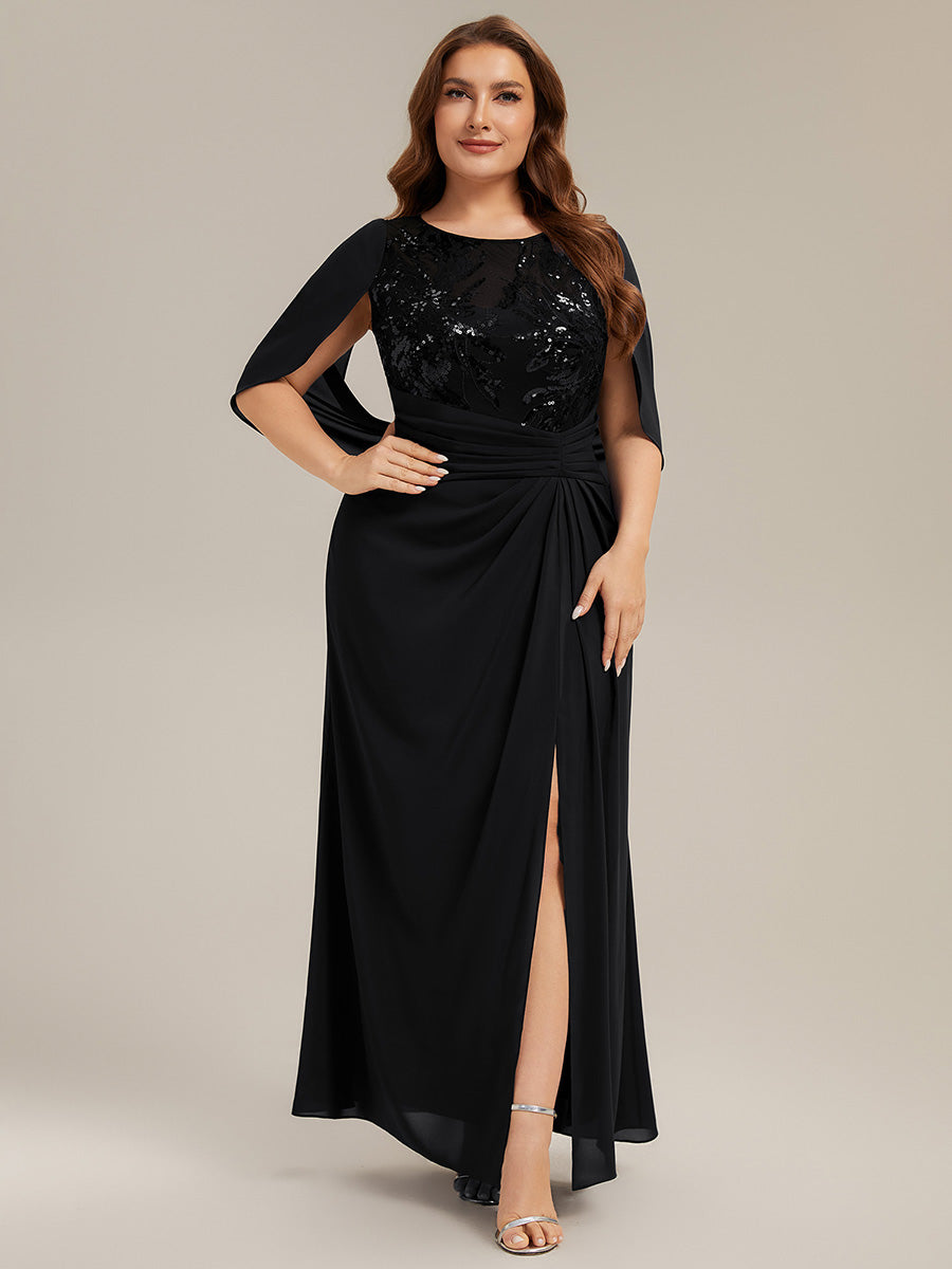 Plus Size See-through Chiffon Mother of the Bride Dress