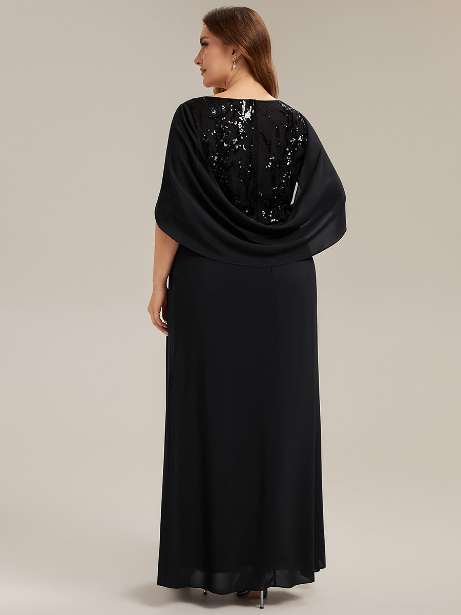 Plus Size See-through Chiffon Mother of the Bride Dress