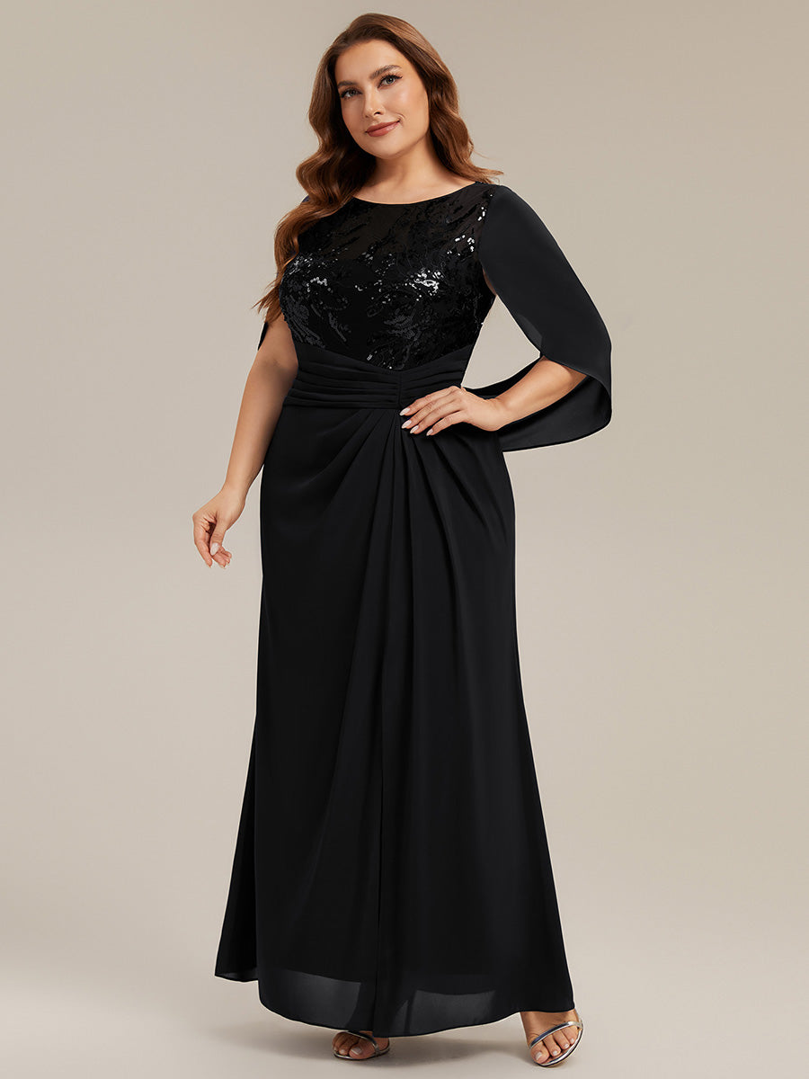 Plus Size See-through Chiffon Mother of the Bride Dress