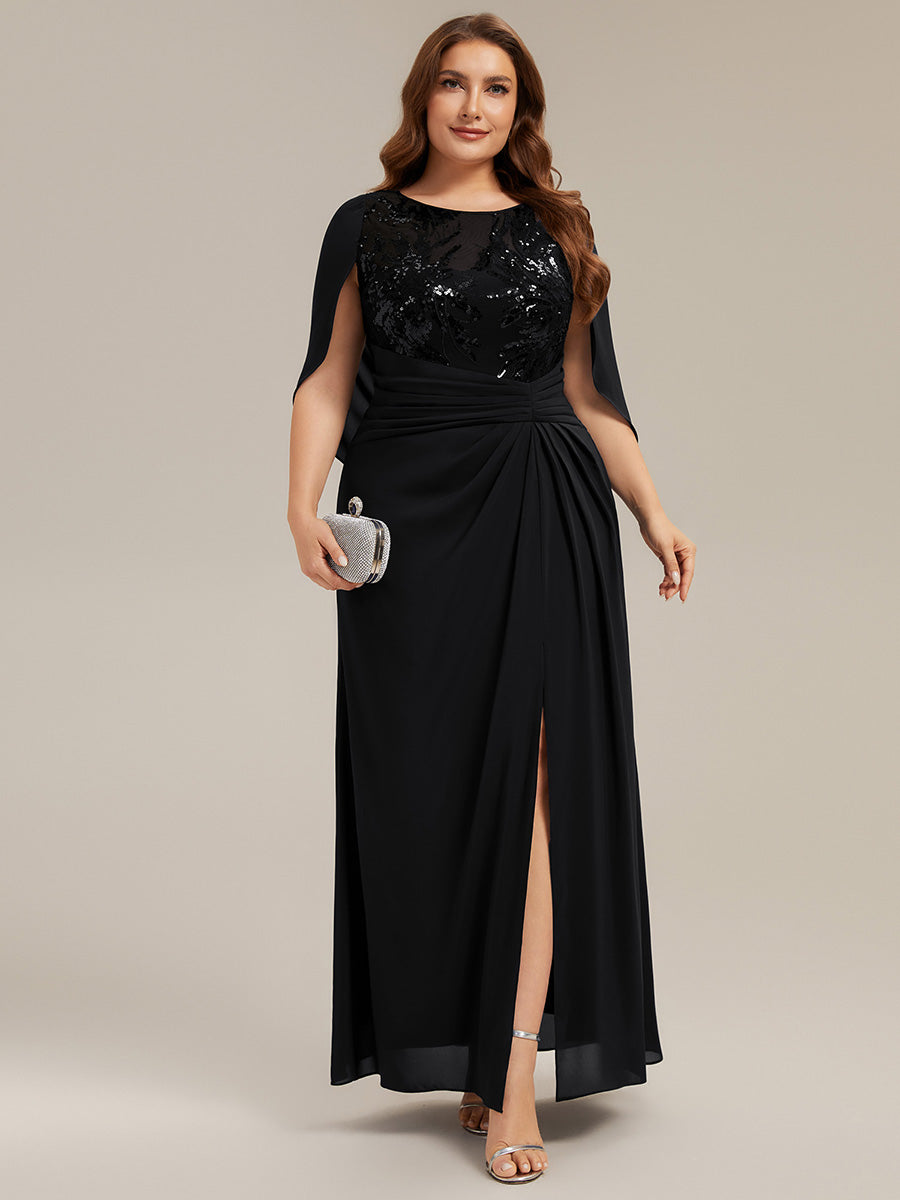 Plus Size See-through Chiffon Mother of the Bride Dress