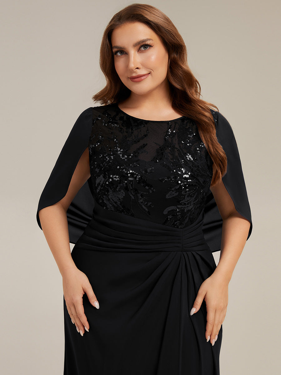 Plus Size See-through Chiffon Mother of the Bride Dress