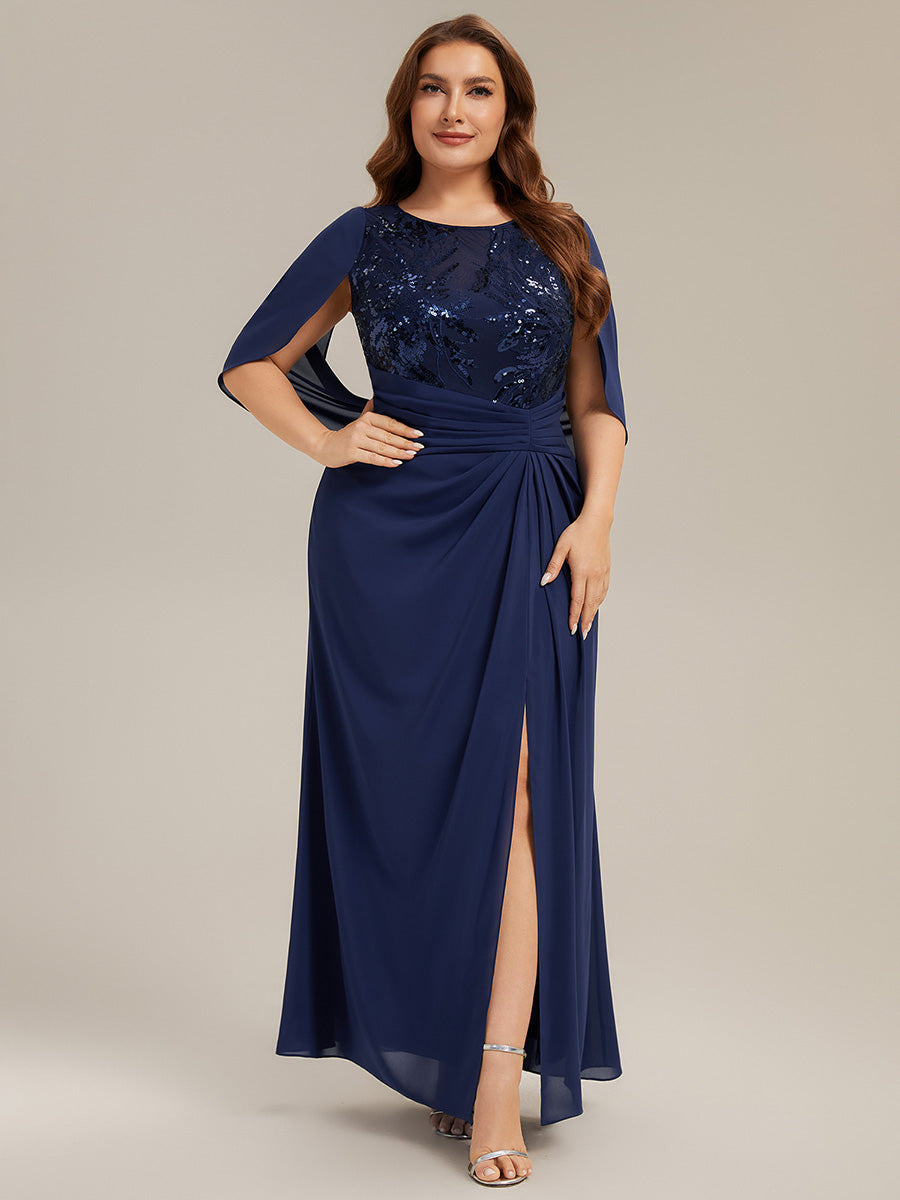 Plus Size See-through Chiffon Mother of the Bride Dress