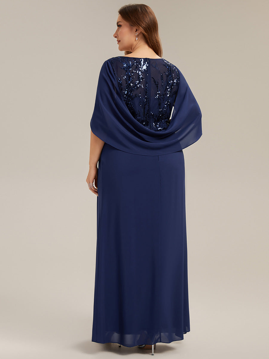 Plus Size See-through Chiffon Mother of the Bride Dress