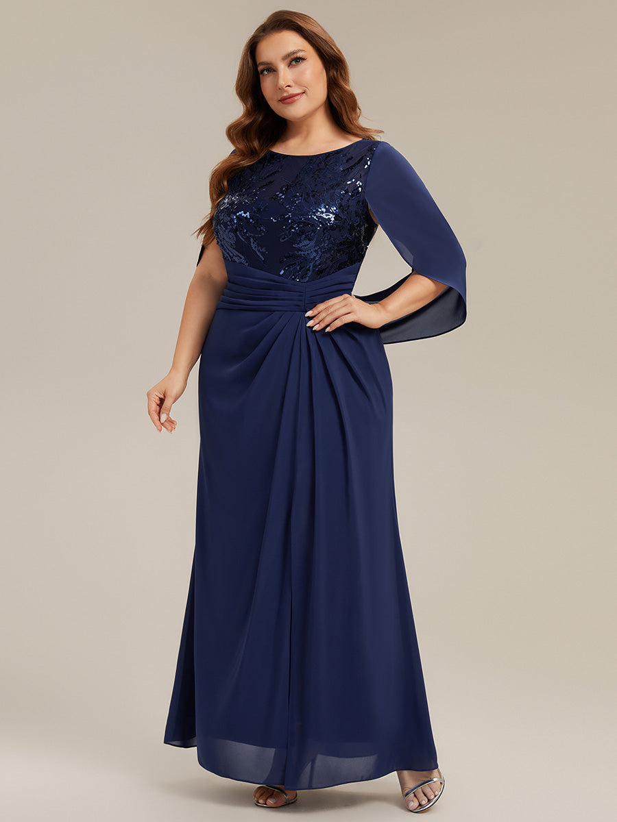 Plus Size See-through Chiffon Mother of the Bride Dress