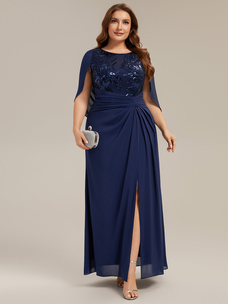 Plus Size See-through Chiffon Mother of the Bride Dress