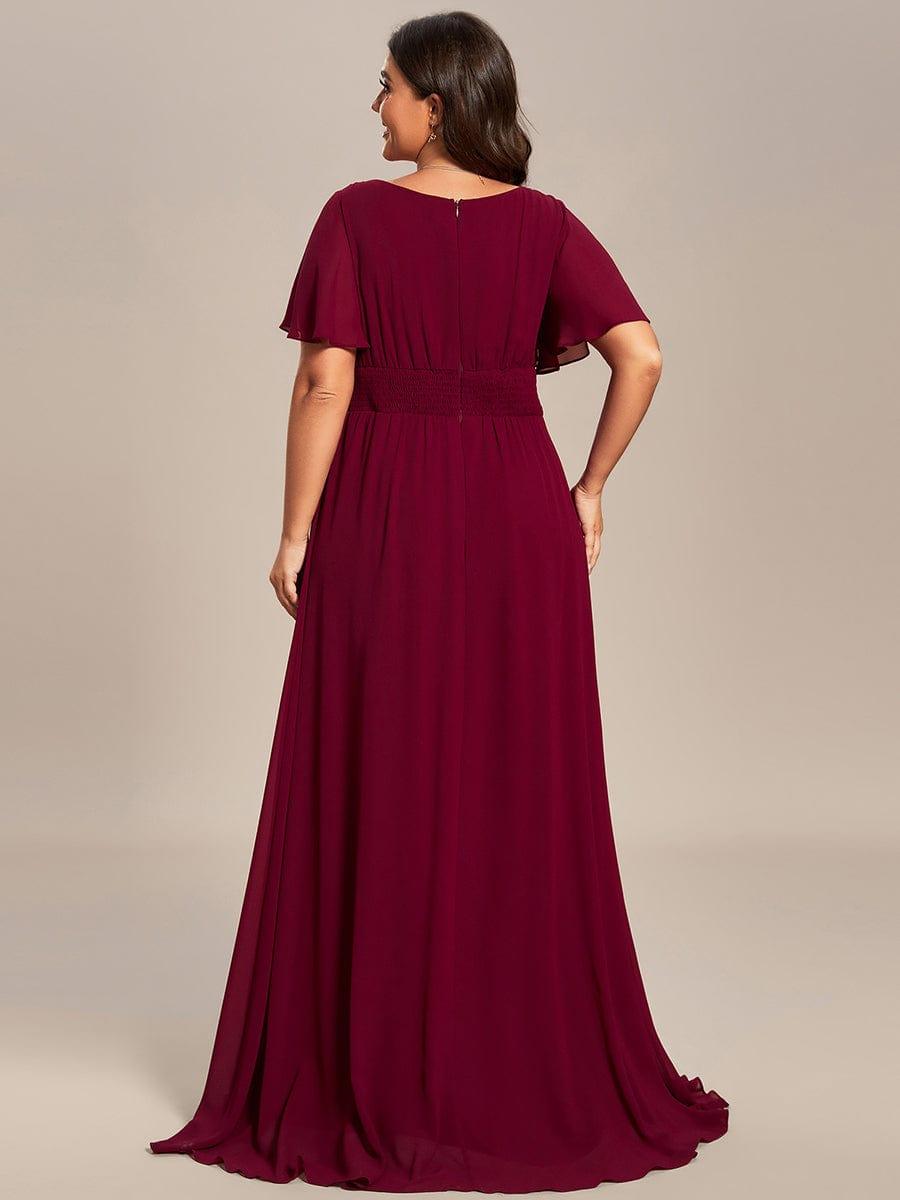 Plus Size Printed Chiffon Pleated Maxi Wedding Guest Dress