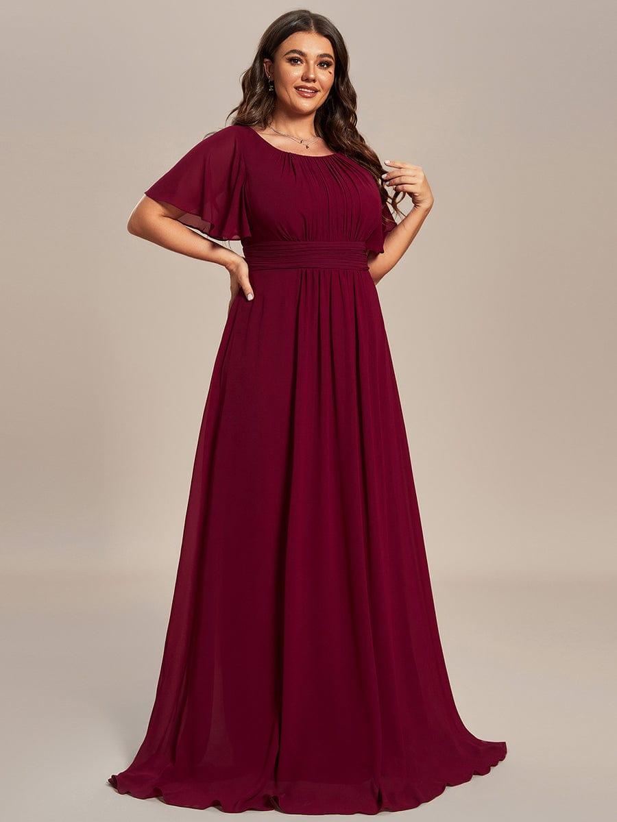 Plus Size Printed Chiffon Pleated Maxi Wedding Guest Dress