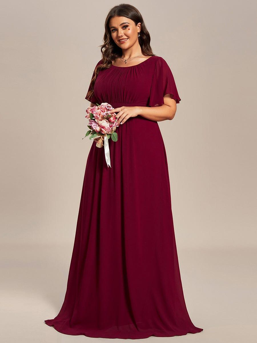 Plus Size Printed Chiffon Pleated Maxi Wedding Guest Dress