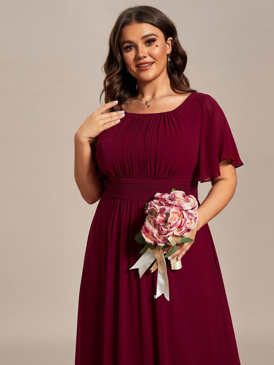 Plus Size Printed Chiffon Pleated Maxi Wedding Guest Dress