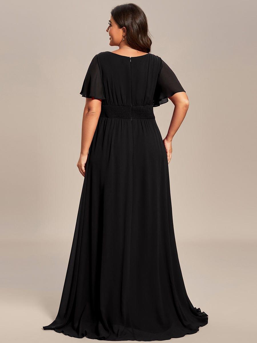 Plus Size Printed Chiffon Pleated Maxi Wedding Guest Dress